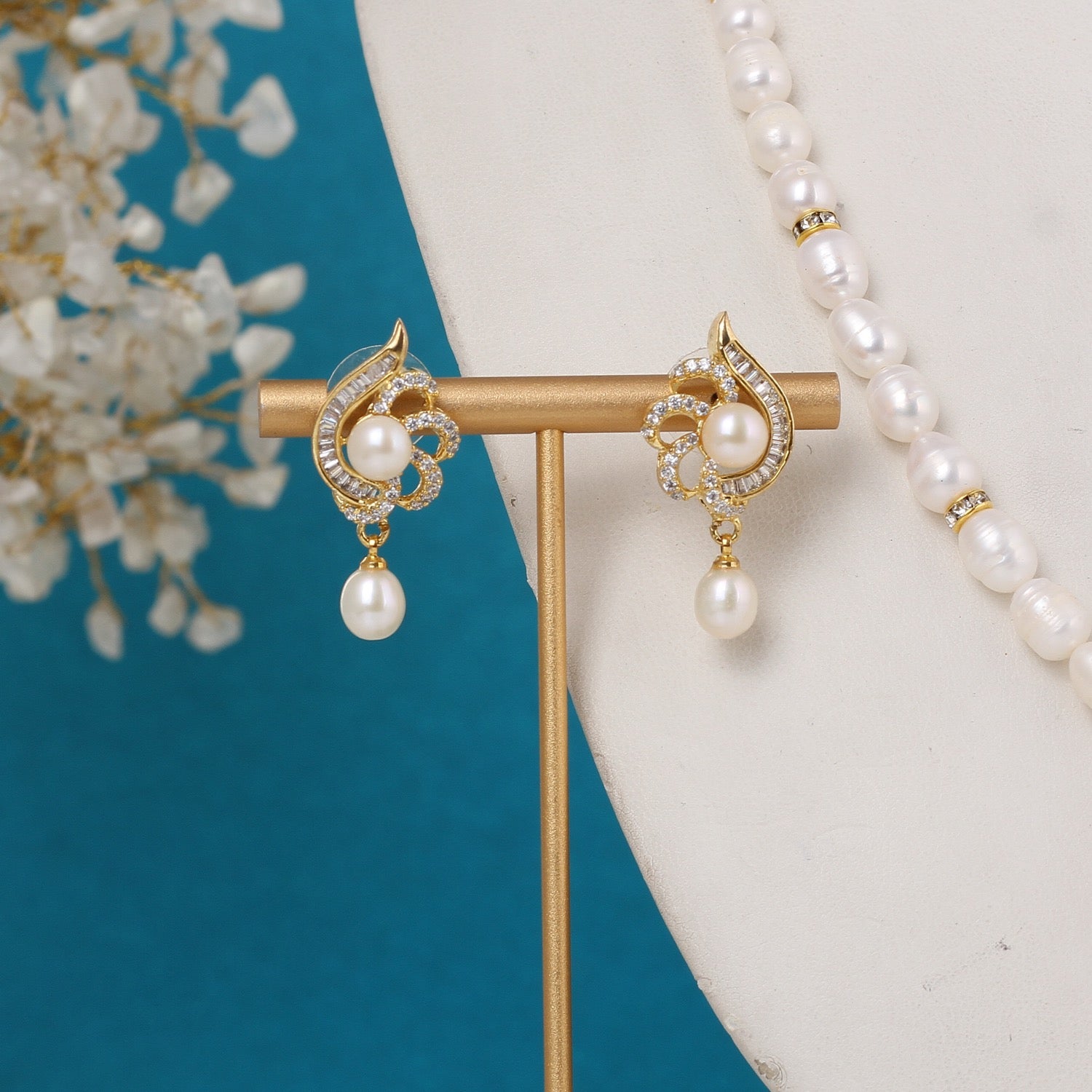Real Pearls String Comes With Stone CZ Studded Pendant Set n Certificate(D.No ADPRLS3234)