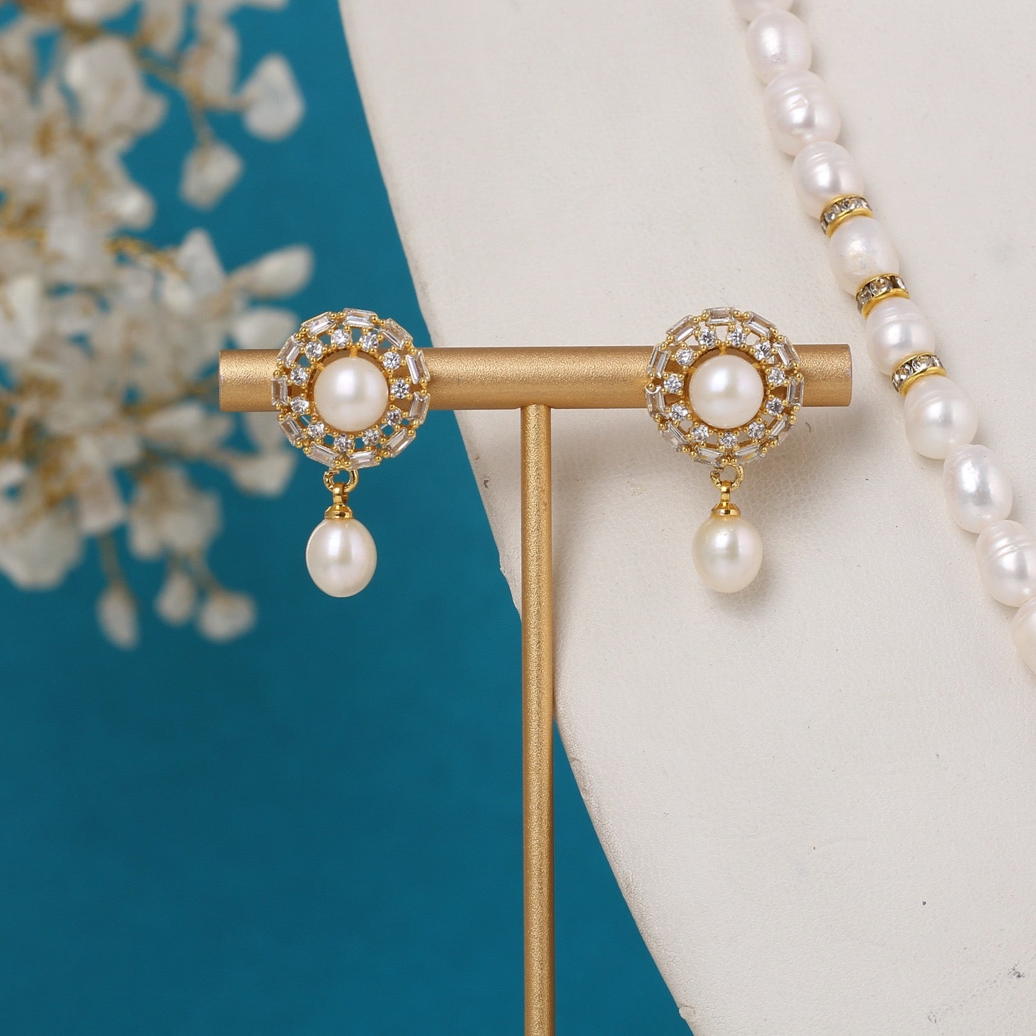 Real Pearls String Comes With Stone CZ Studded Pendant Set n Certificate(D.No ADPRLS3236)