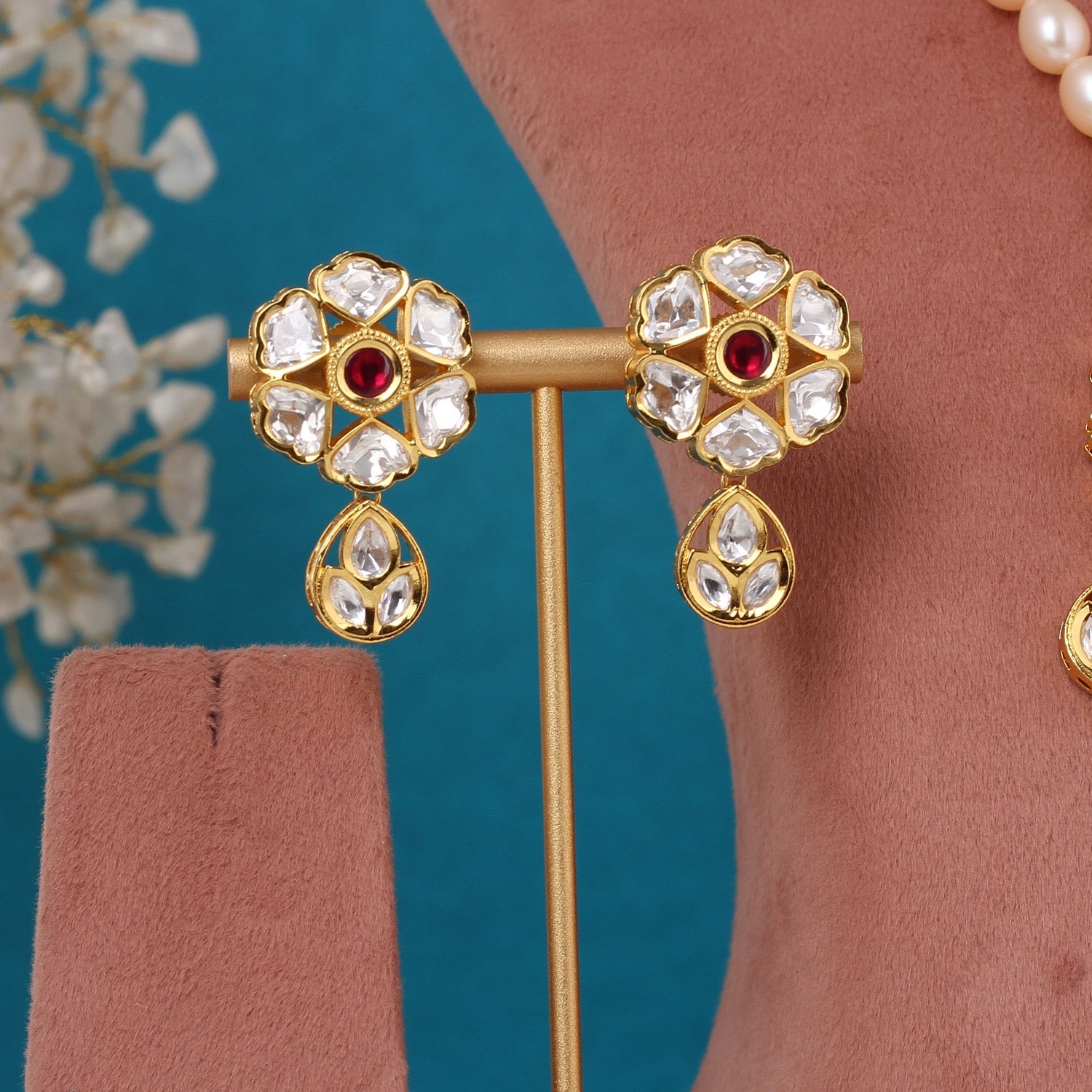 Real Pearls String Comes With Kundan Stone Studded Pendant Set n Certificate(D.No ADPRLS3238)