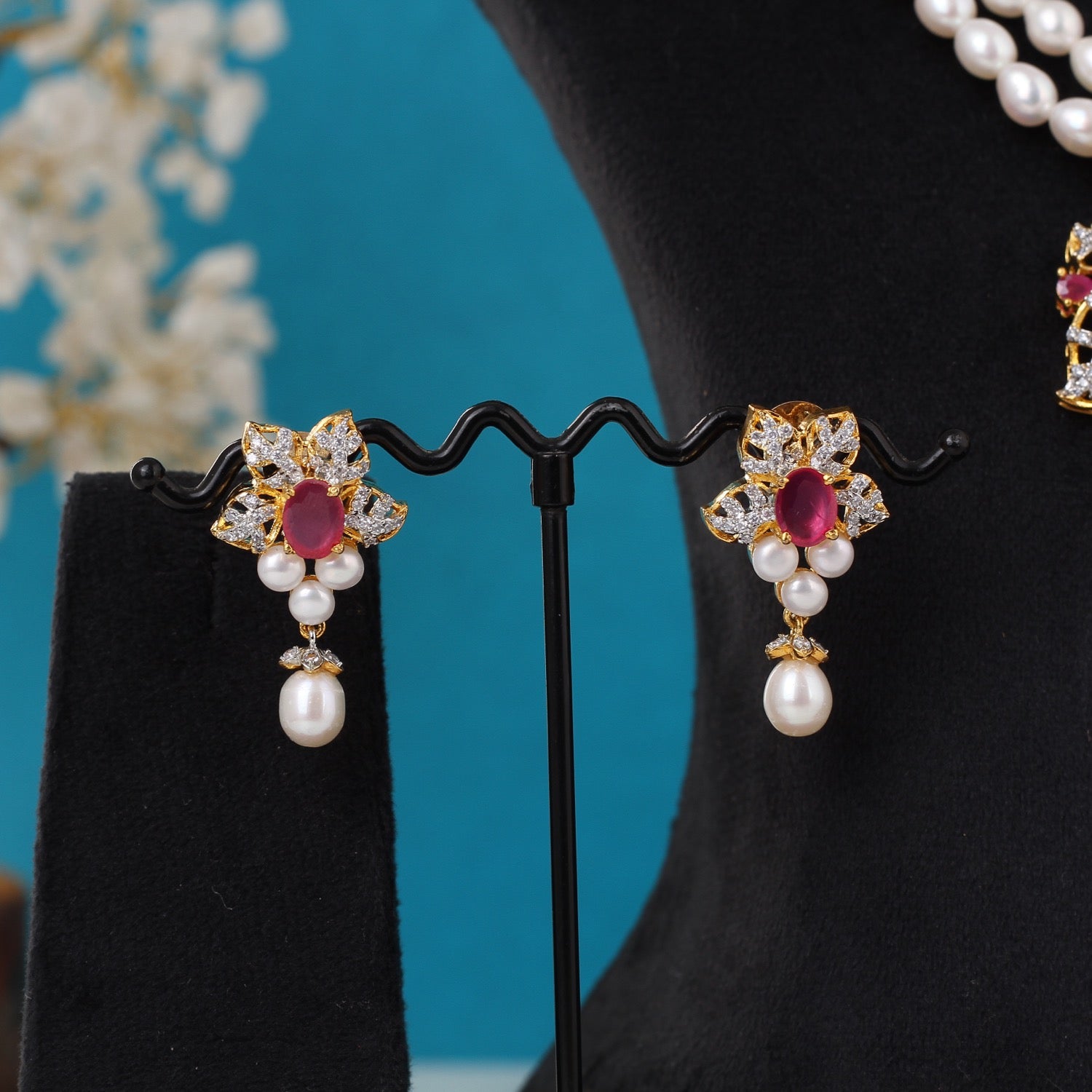 Real Pearls Double Line Necklace Set For Women With Certificate(D.No ADPRLS3244)
