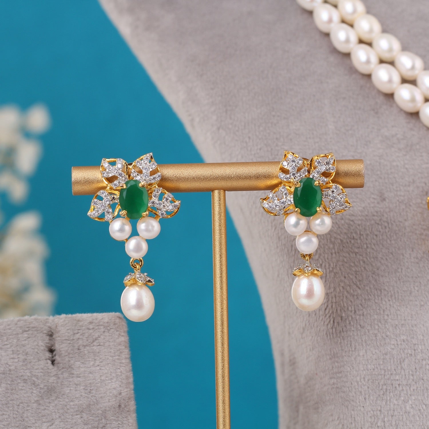 Real Pearls Double Line Necklace Set For Women With Certificate(D.No ADPRLS3245)
