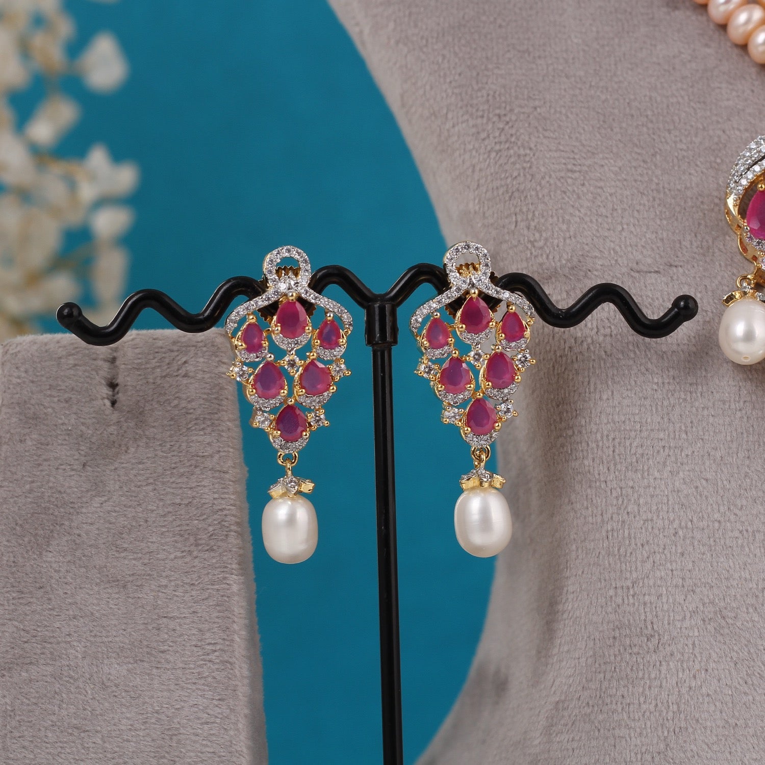 Real Pearls Double Line Necklace Set For Women With Certificate(D.No ADPRLS3246)