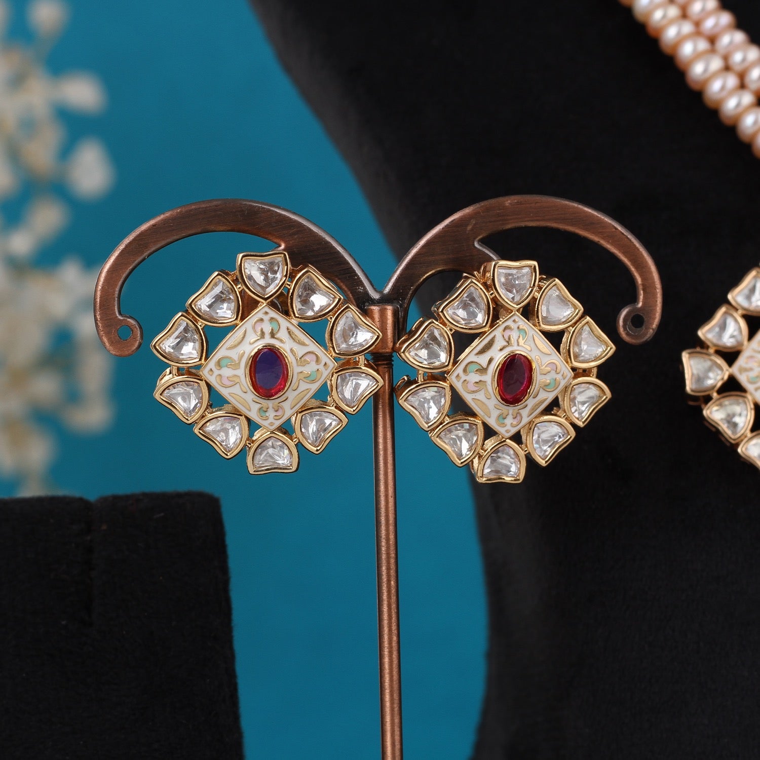 Real Pearls Double Line Necklace Set For Women With Certificate(D.No ADPRLS3250)