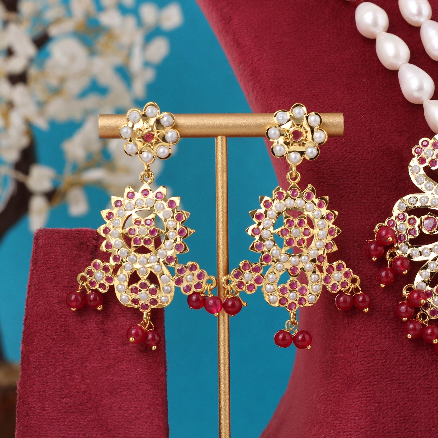 Real Pearls Double Line Jadoo Necklace Set For Women With Certificate(D.No ADPRLS3253)