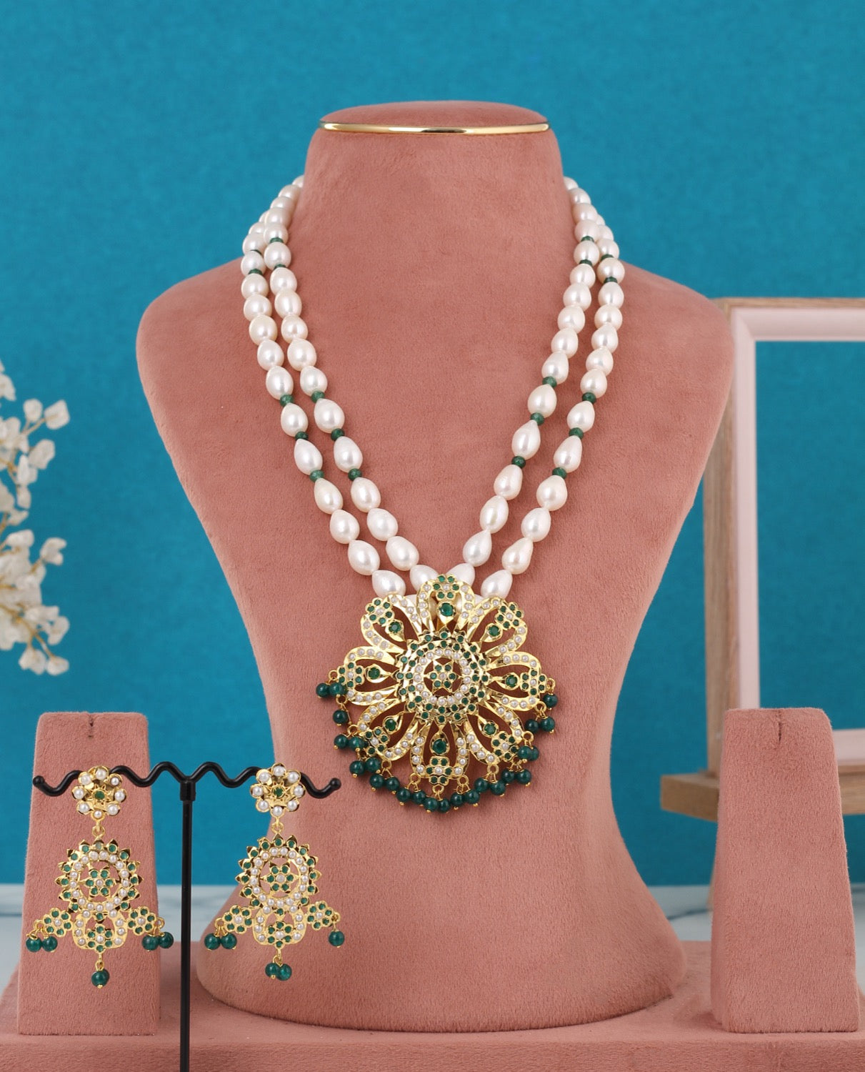 Real Pearls Double Line Jadoo Necklace Set For Women With Certificate(D.No ADPRLS3254)