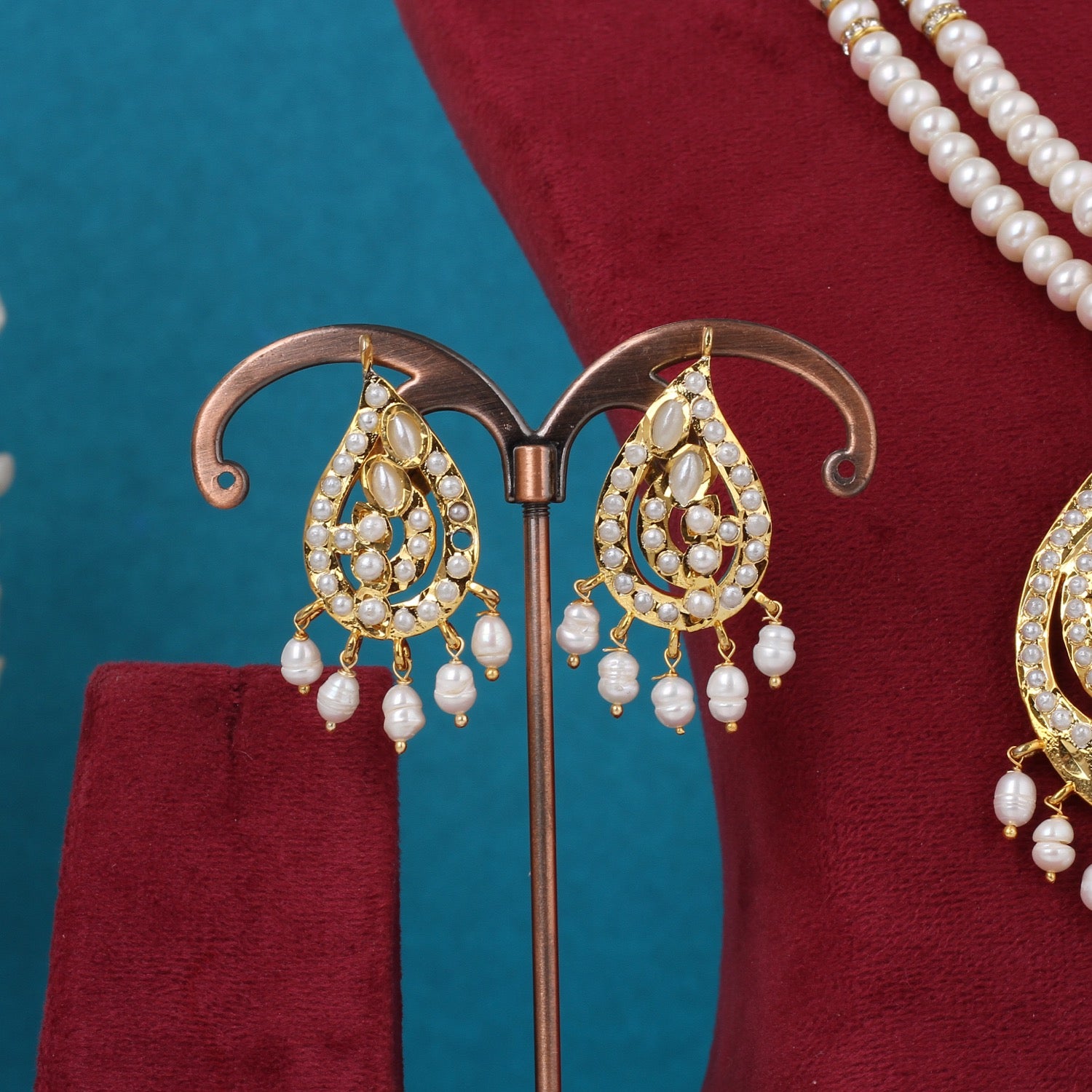 Real Pearls Double Line Jadoo Necklace Set For Women With Certificate(D.No ADPRLS3261)