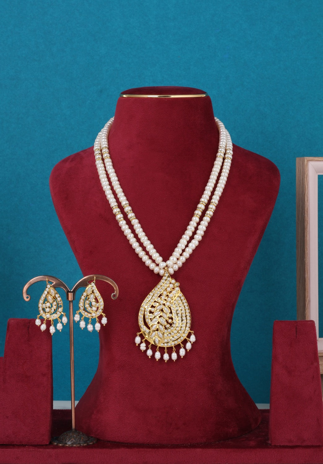 Real Pearls Double Line Jadoo Necklace Set For Women With Certificate(D.No ADPRLS3261)