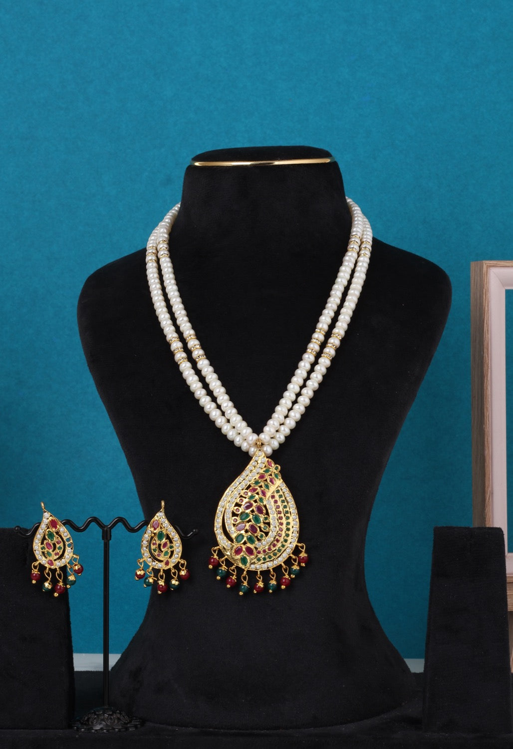 Real Pearls Double Line Jadoo Necklace Set For Women With Certificate(D.No ADPRLS3262)