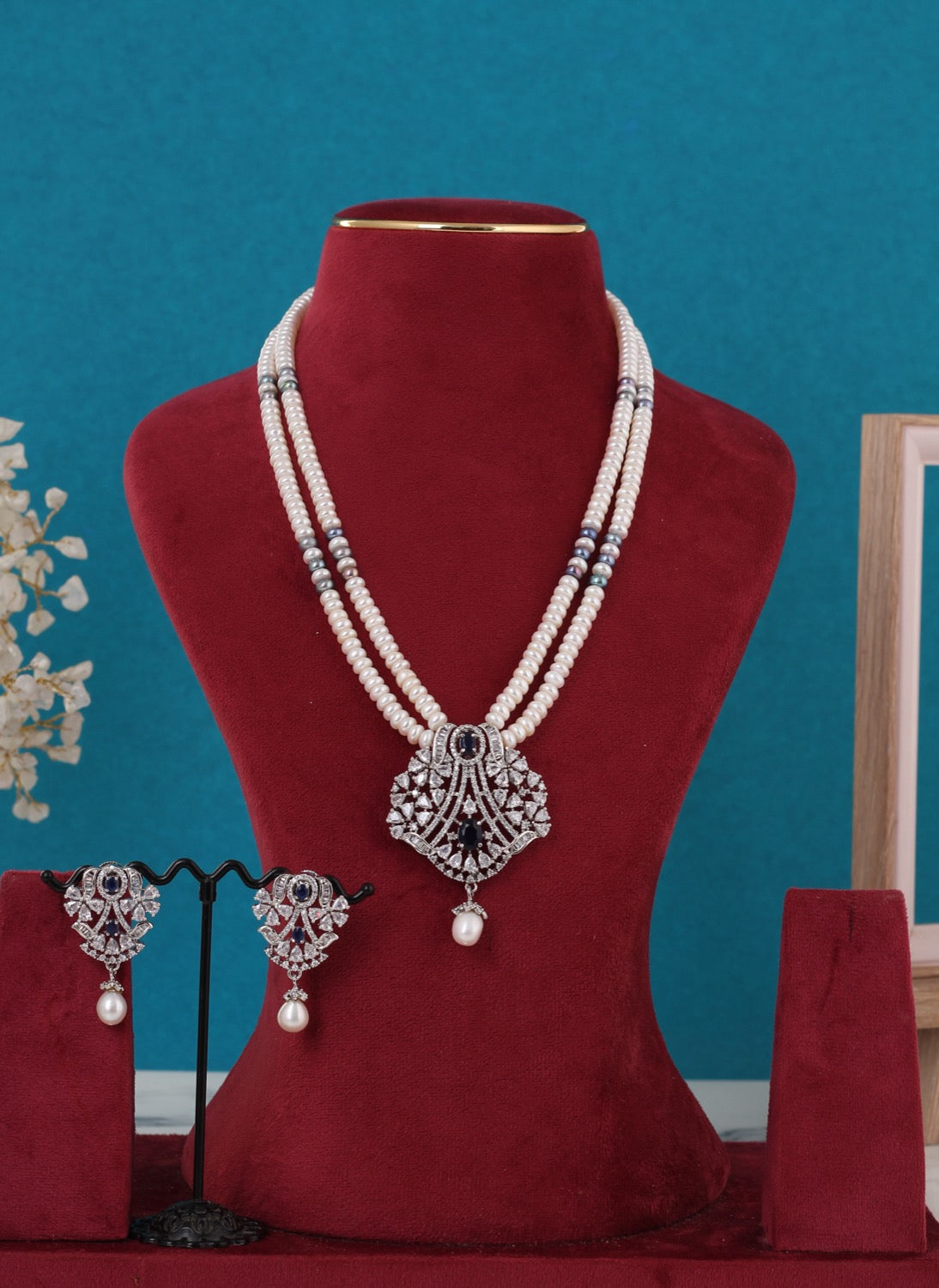 Real Pearls Double Line Set For Women,With Certificate(D.No ADPRLS3269)