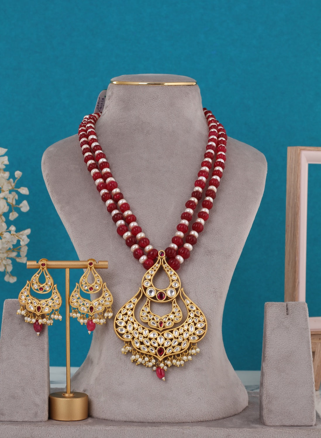 Real Pearls Double Line Set For Women,With Certificate(D.No ADPRLS3270)
