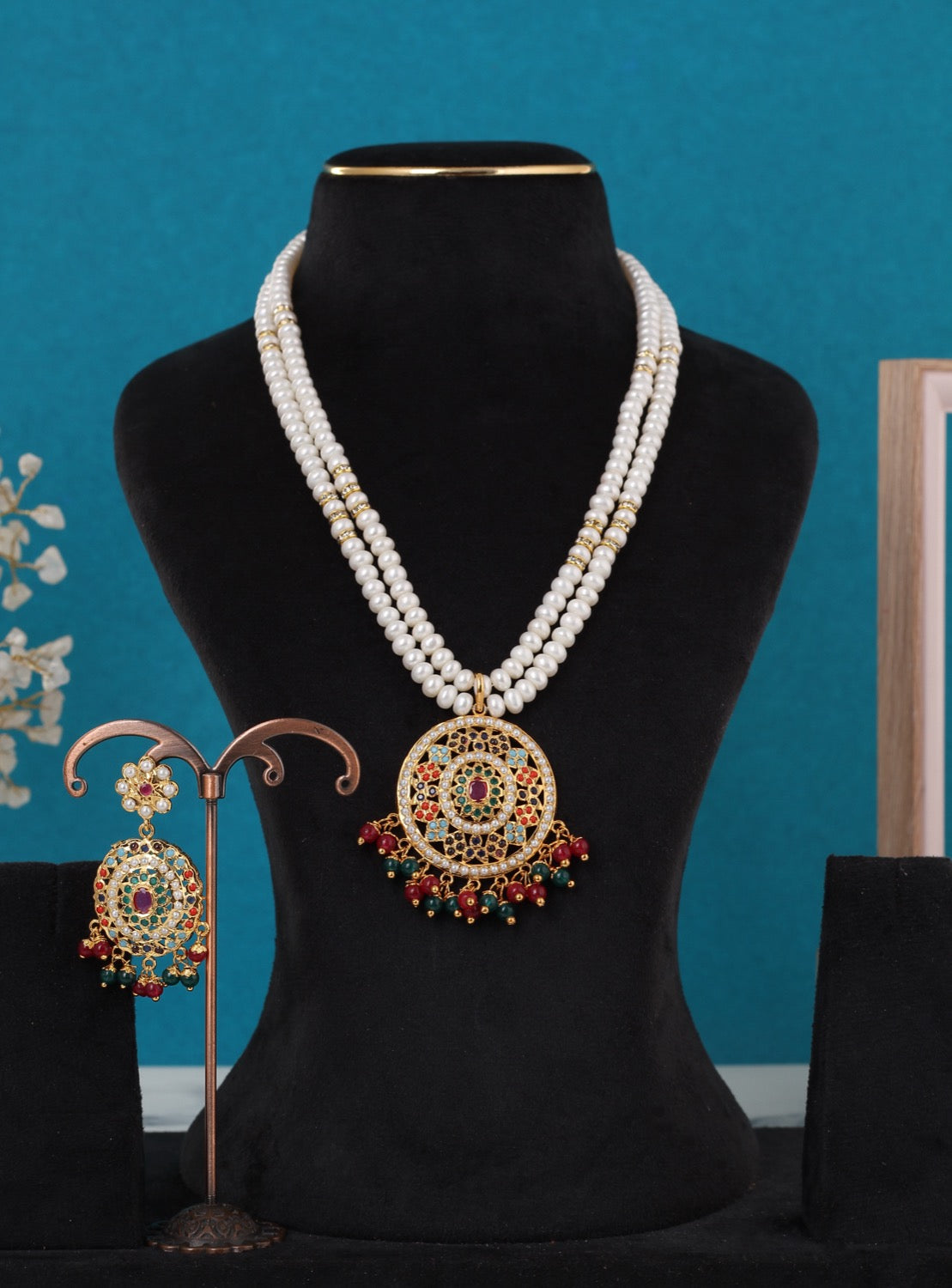 Real Pearls Double Line Set For Women,With Certificate(D.No ADPRLS3271)