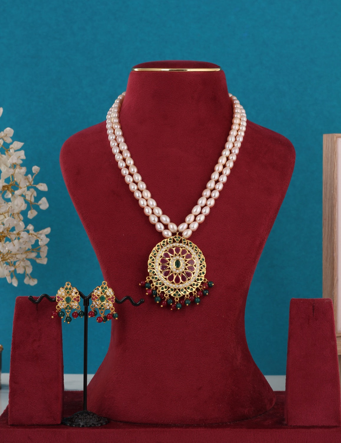 Real Pearls Double Line Set For Women,With Certificate(D.No ADPRLS3272)