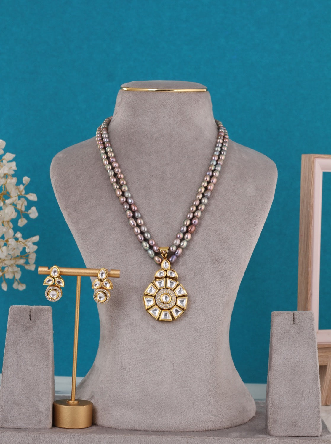 Real Pearls Double Line Set For Women,With Certificate(D.No ADPRLS3273)