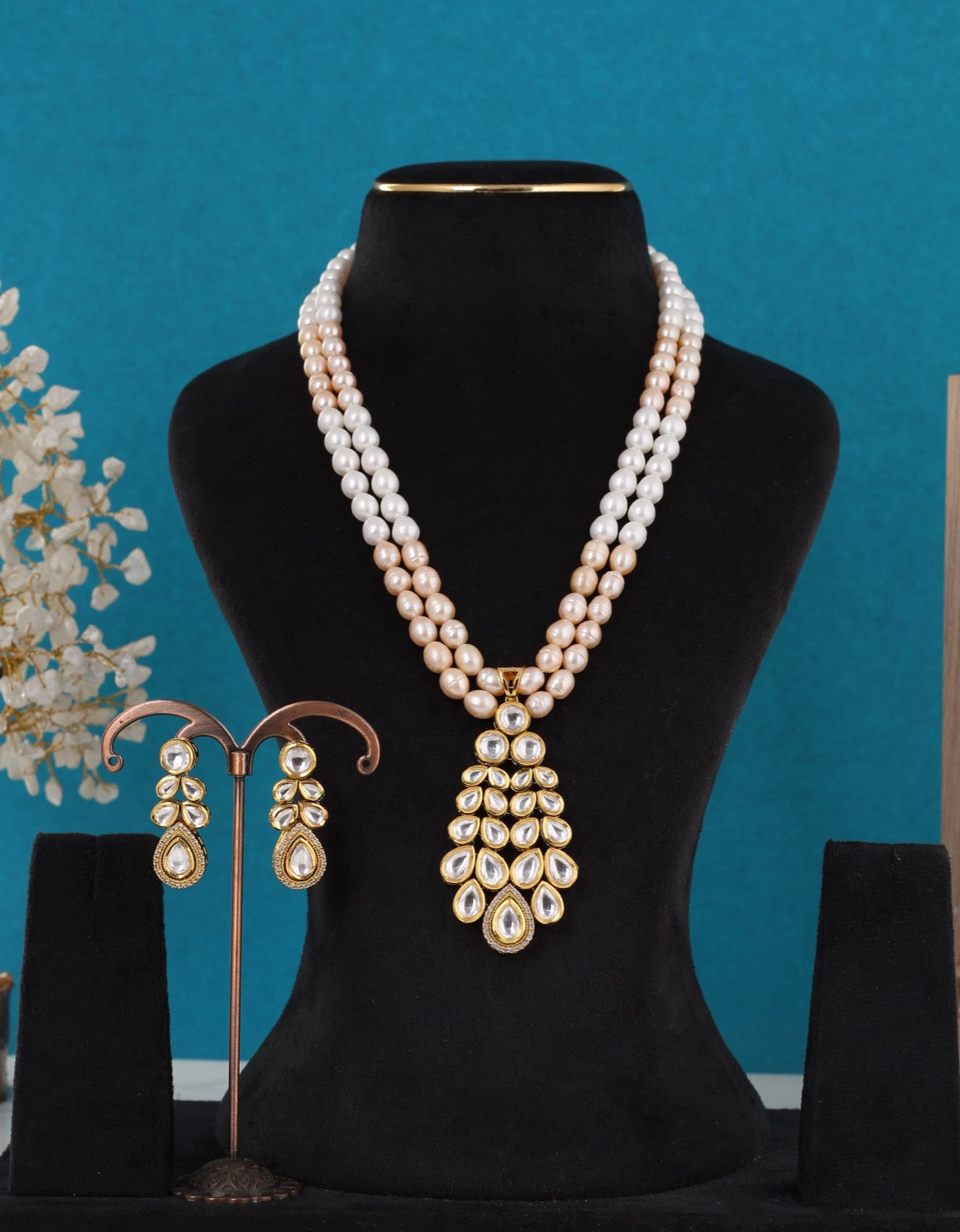 Real Pearls Double Line Set For Women,With Certificate(D.No ADPRLS3274)