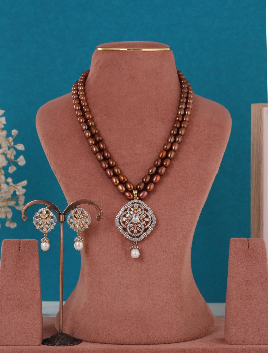 Real Pearls Coloured Double Line Set For Women,With Certificate(D.No ADPRLS3277)
