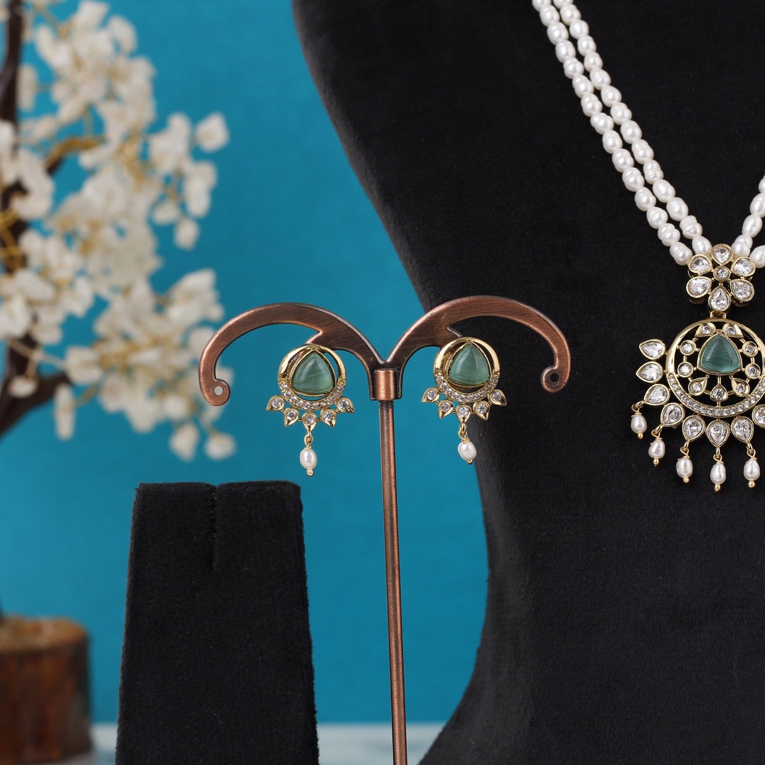 Real Pearls Double Line Set For Women,With Certificate(D.No ADPRLS3279)