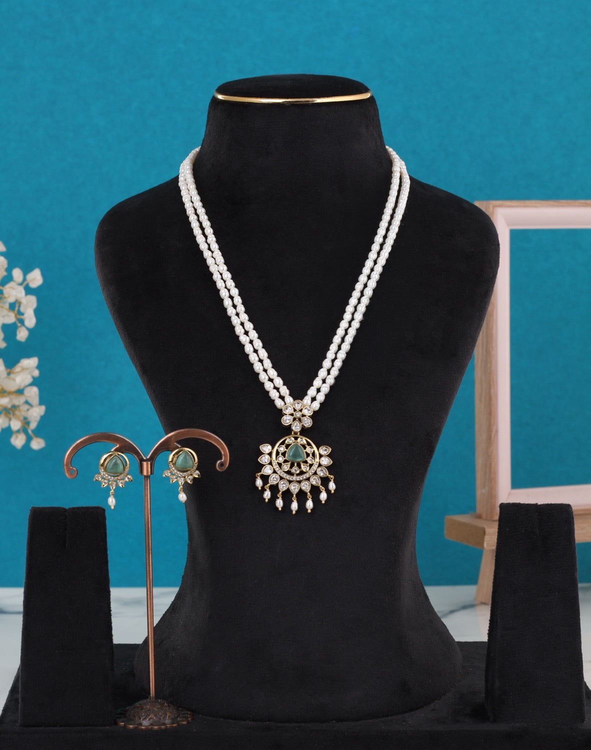Real Pearls Double Line Set For Women,With Certificate(D.No ADPRLS3279)