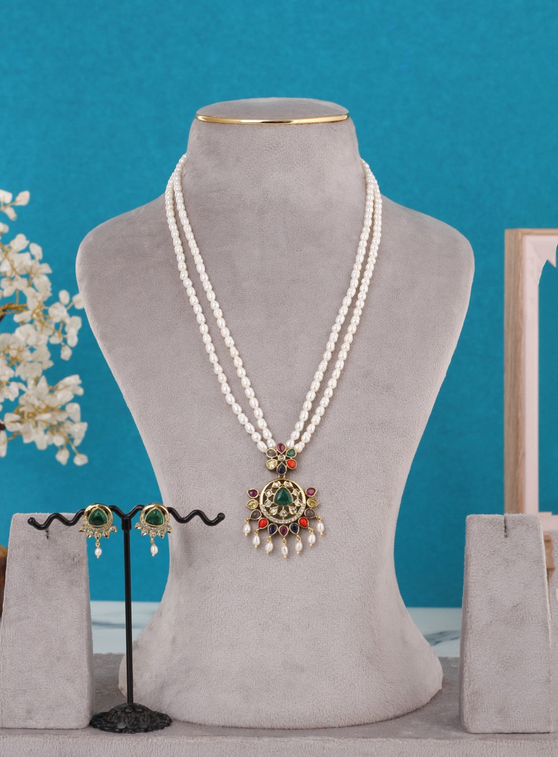 Real Pearls Double Line Set For Women,With Certificate(D.No ADPRLS3281)