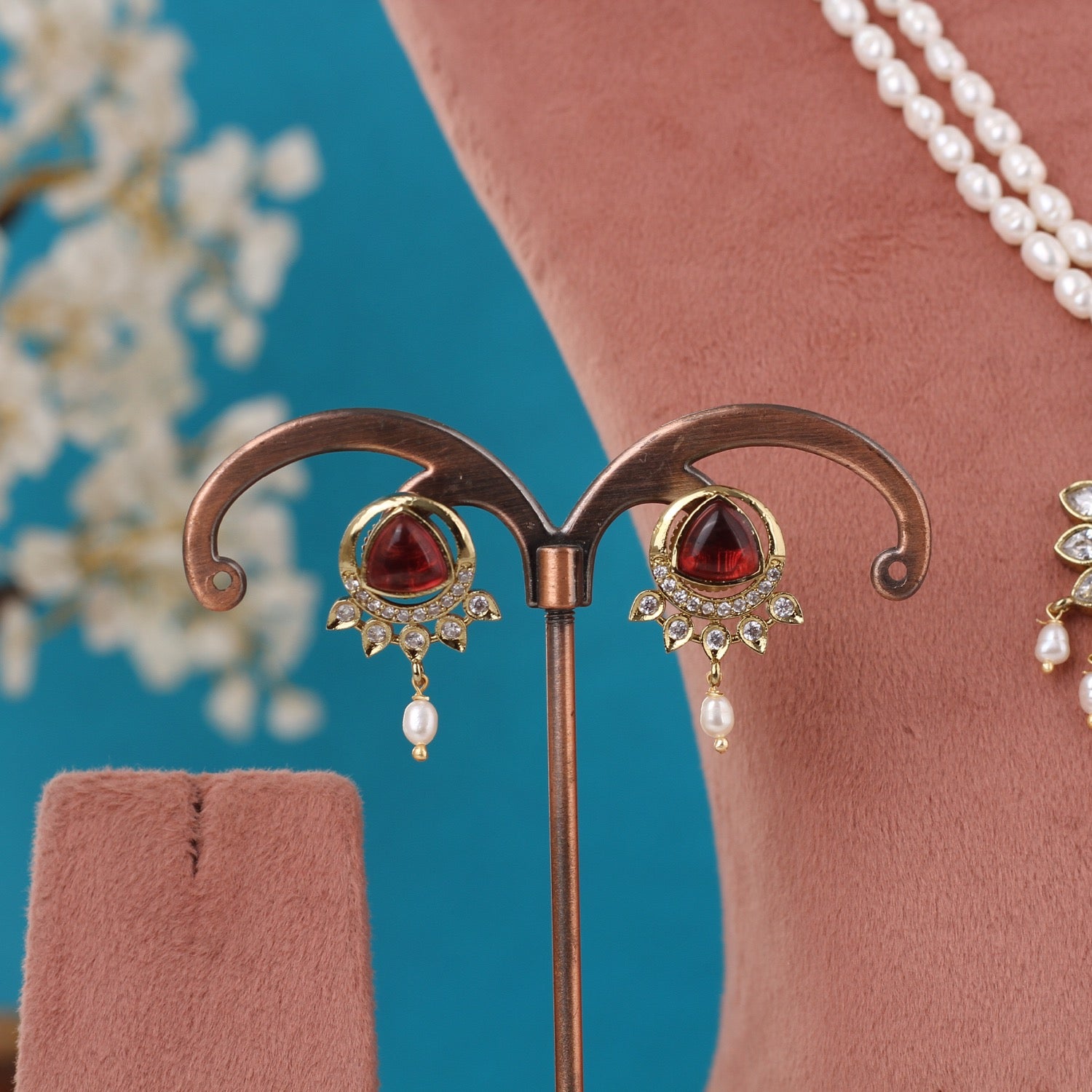 Real Pearls Double Line Set For Women,With Certificate(D.No ADPRLS3282)