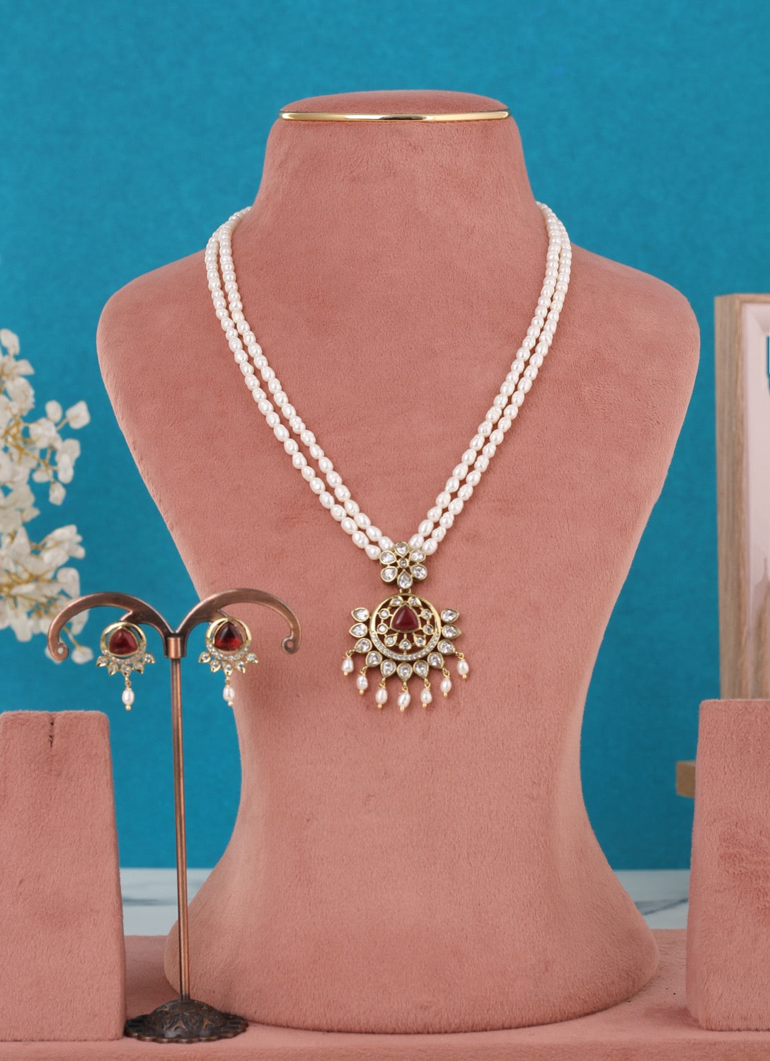 Real Pearls Double Line Set For Women,With Certificate(D.No ADPRLS3282)