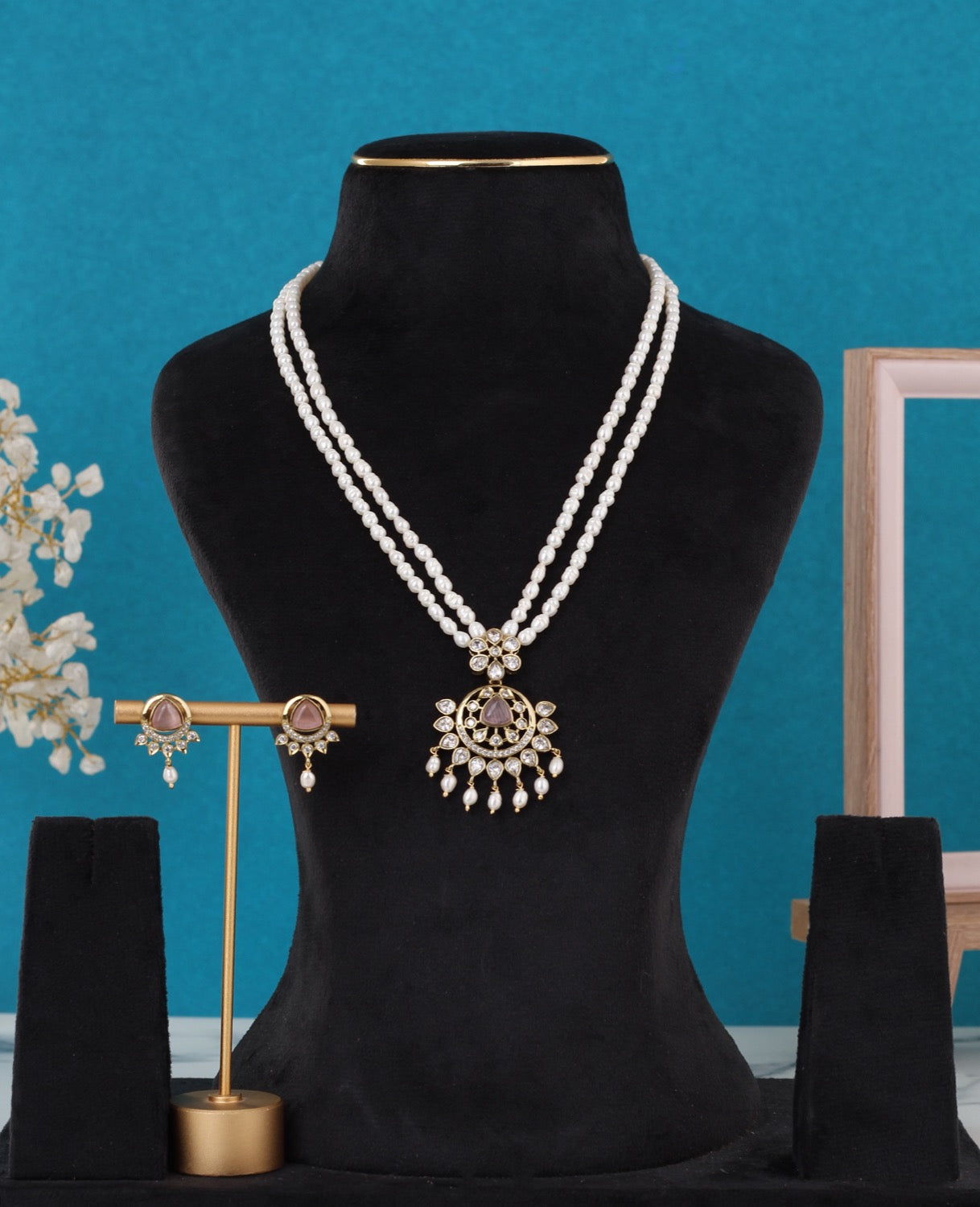 Real Pearls Double Line Set For Women,With Certificate(D.No ADPRLS3283)