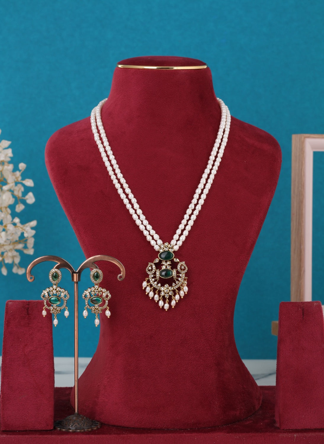 Real Pearls Double Line Set For Women,With Certificate(D.No ADPRLS3284)