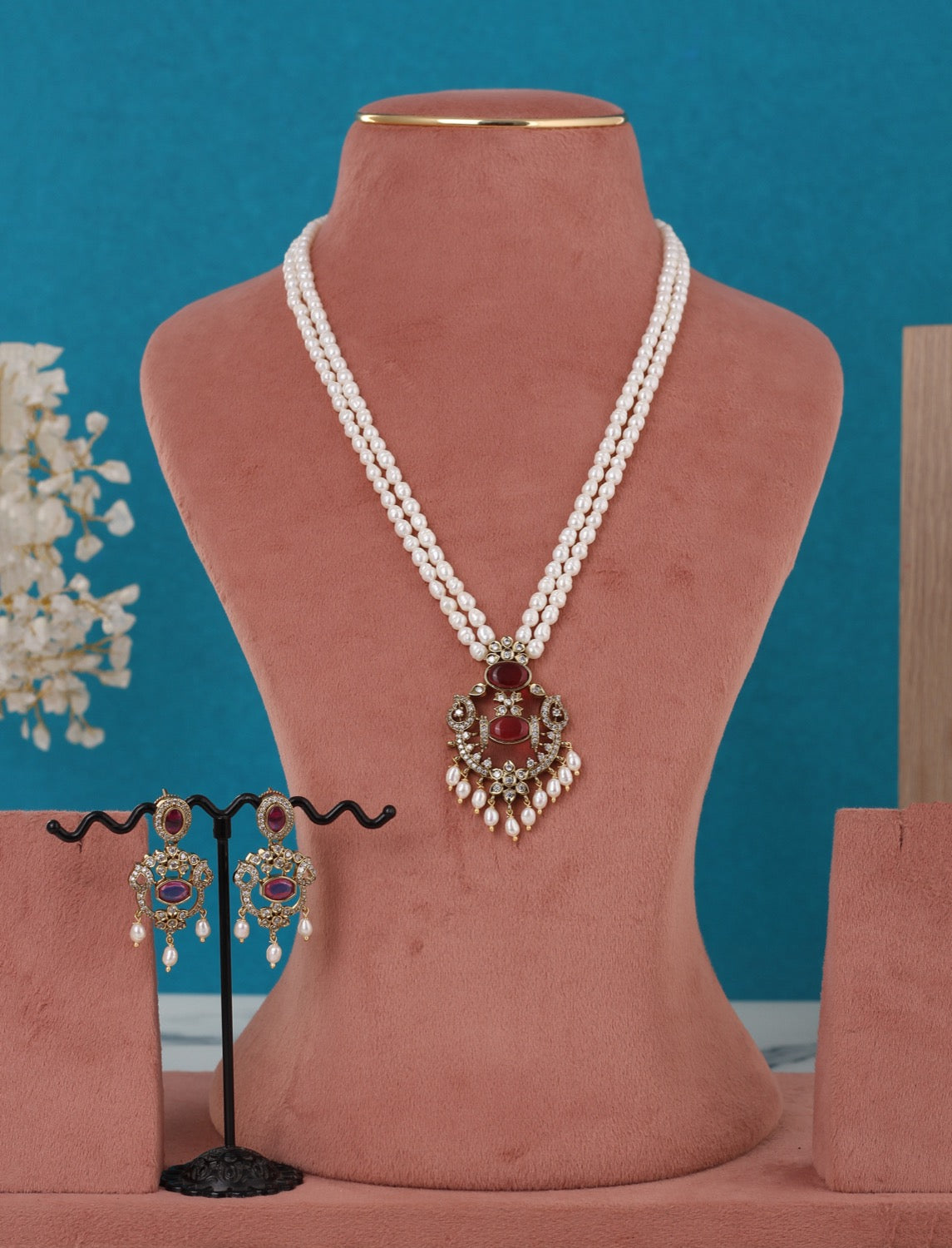Real Pearls Double Line Set For Women,With Certificate(D.No ADPRLS3285)