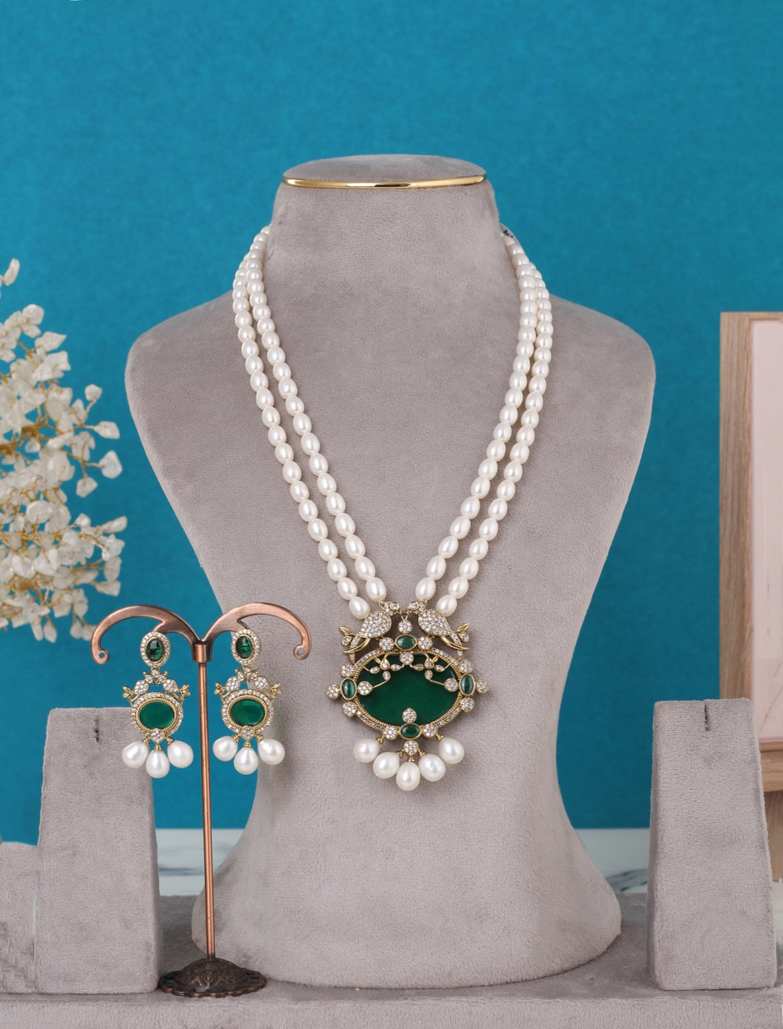 Real Pearls Double Line Set For Women,With Certificate(D.No ADPRLS3289)