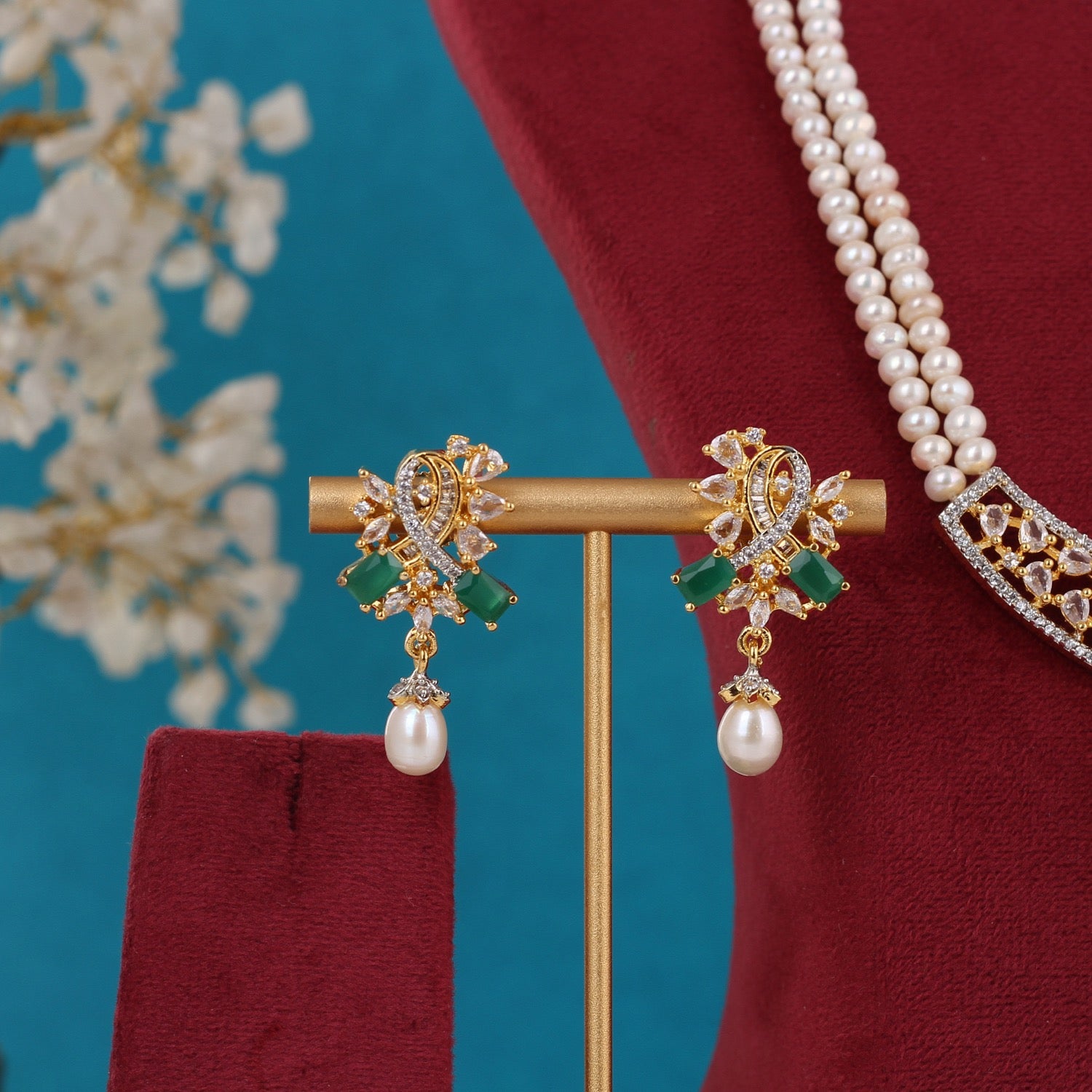 Real Pearls Double Line Set For Women,With Certificate(D.No ADPRLS3290)