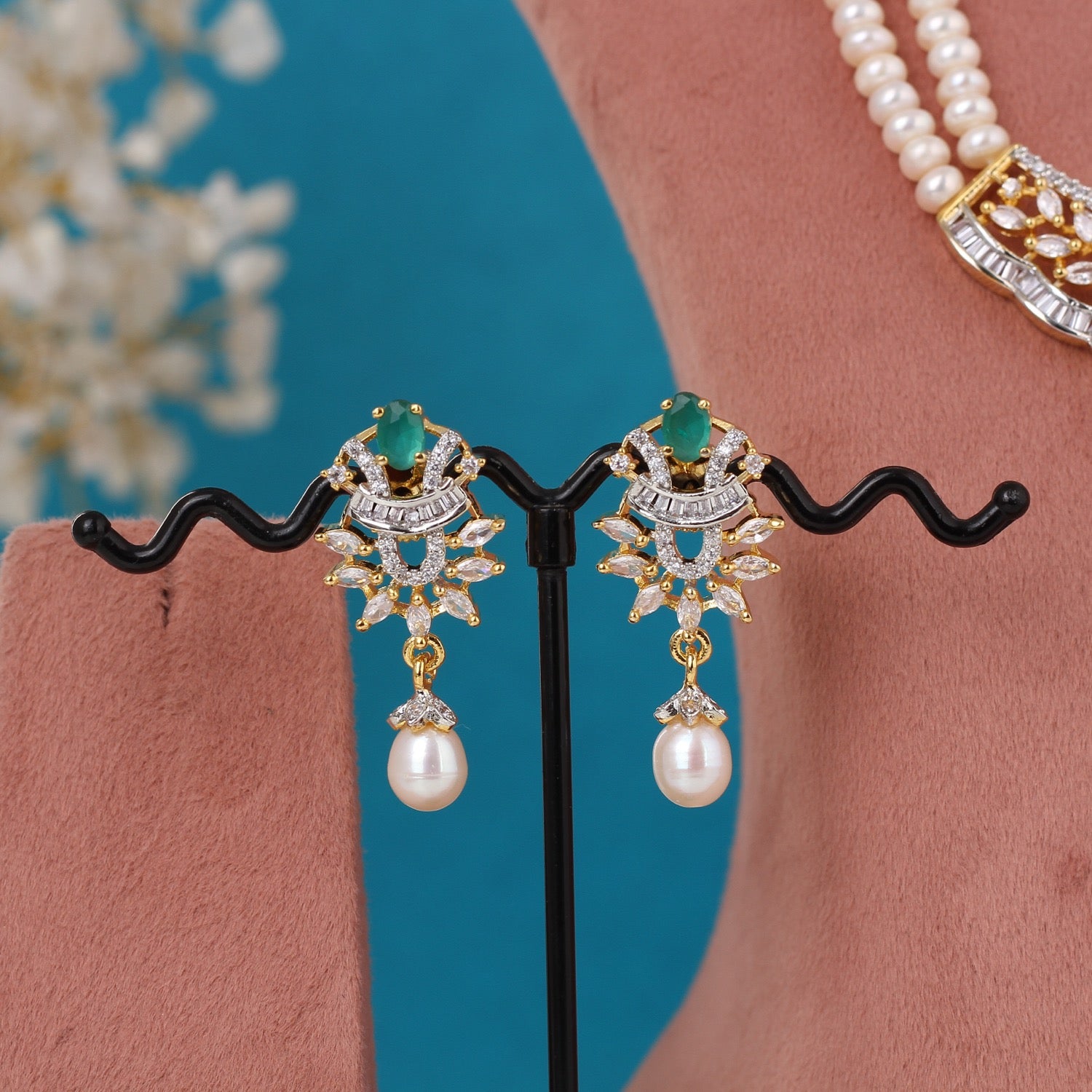Real Pearls Double Line Set For Women,With Certificate(D.No ADPRLS3293)