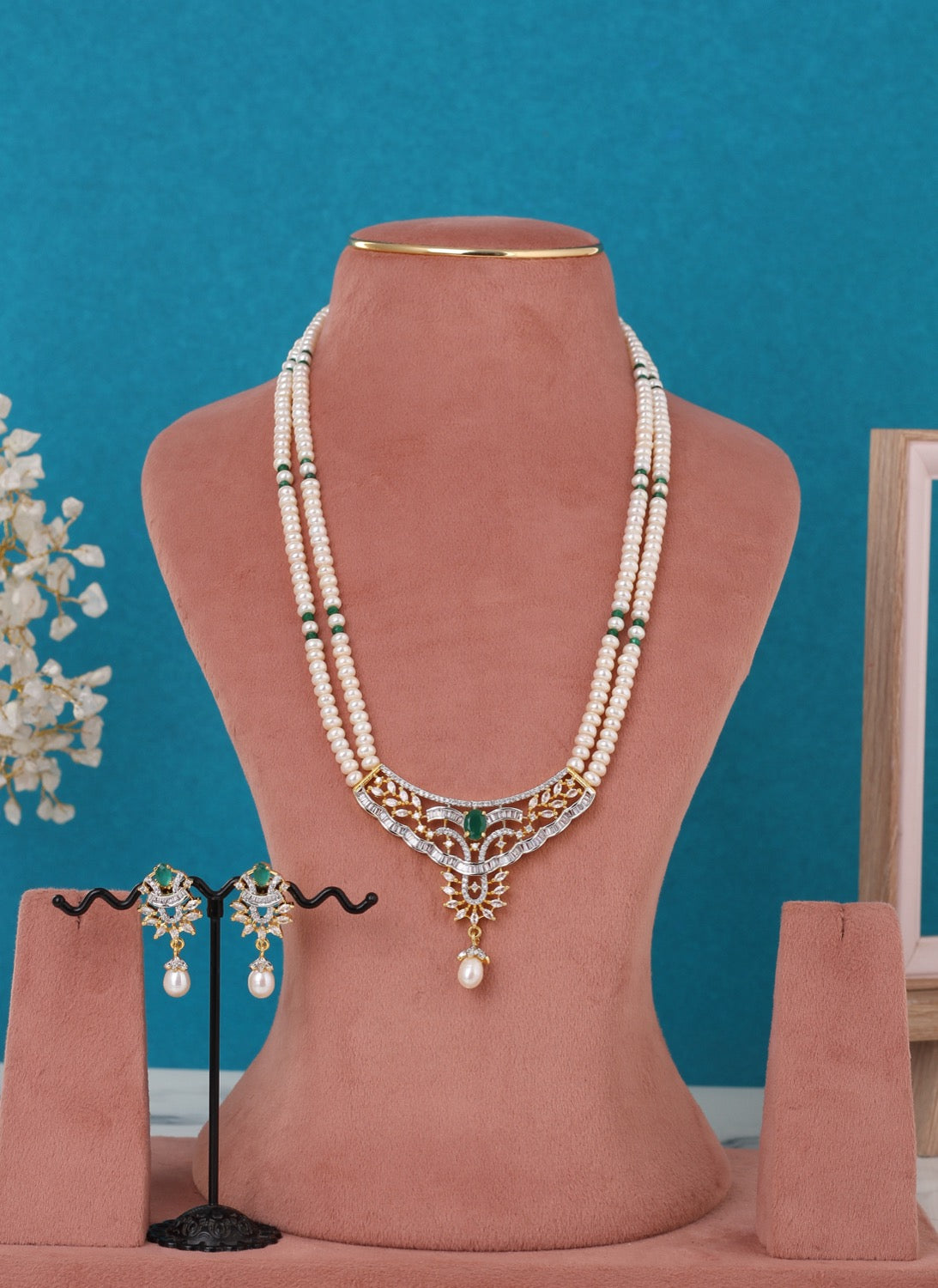 Real Pearls Double Line Set For Women,With Certificate(D.No ADPRLS3293)