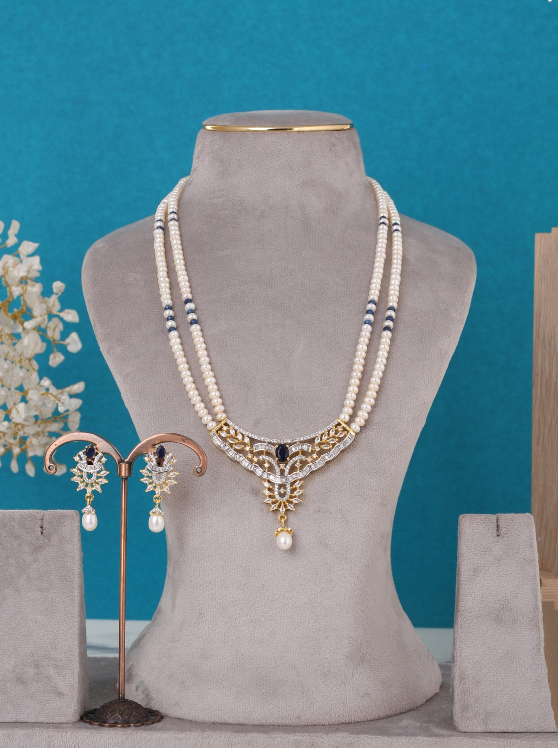 Real Pearls Double Line Set For Women,With Certificate(D.No ADPRLS3294)