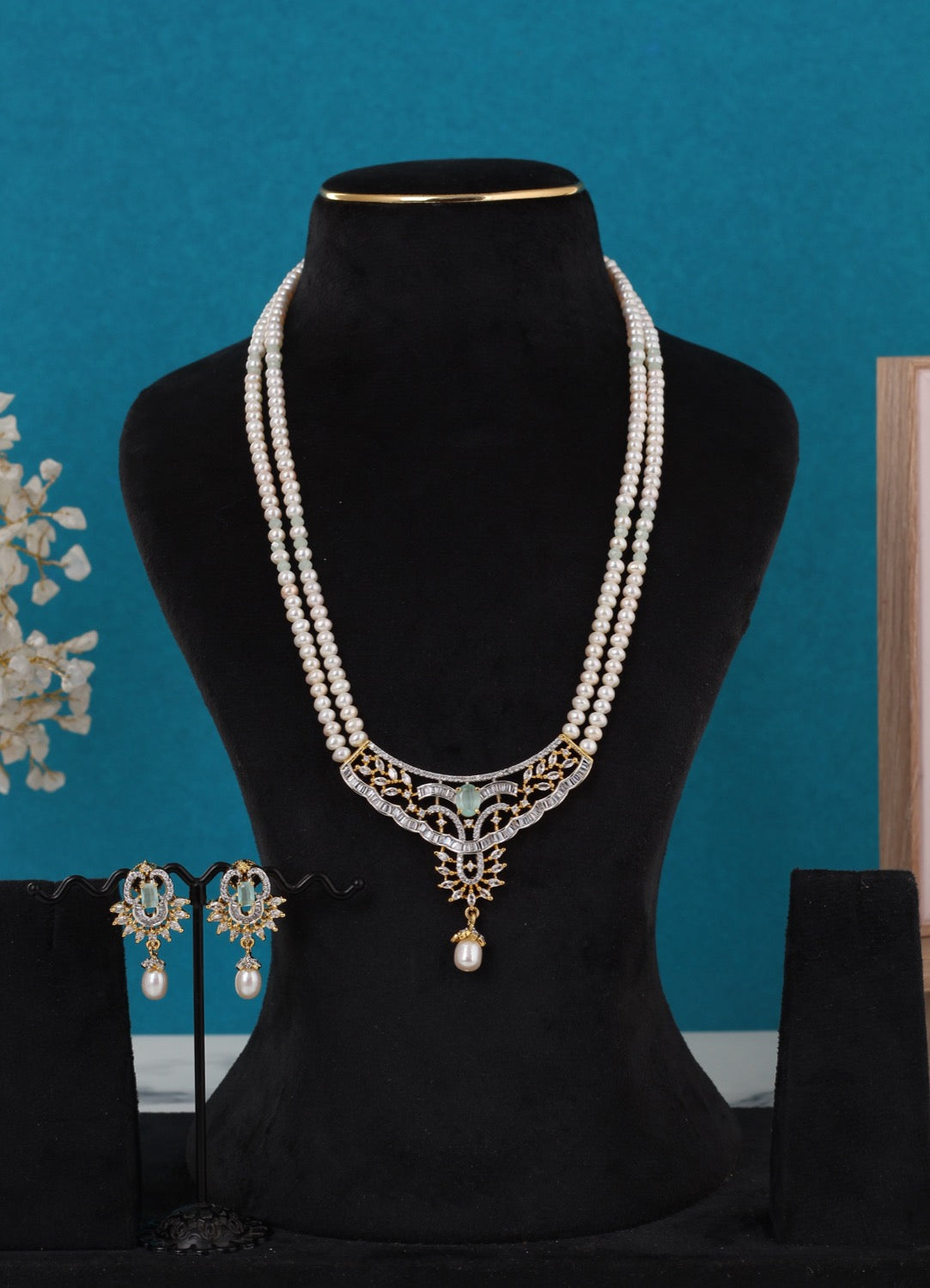 Real Pearls Double Line Set For Women,With Certificate(D.No ADPRLS3295)