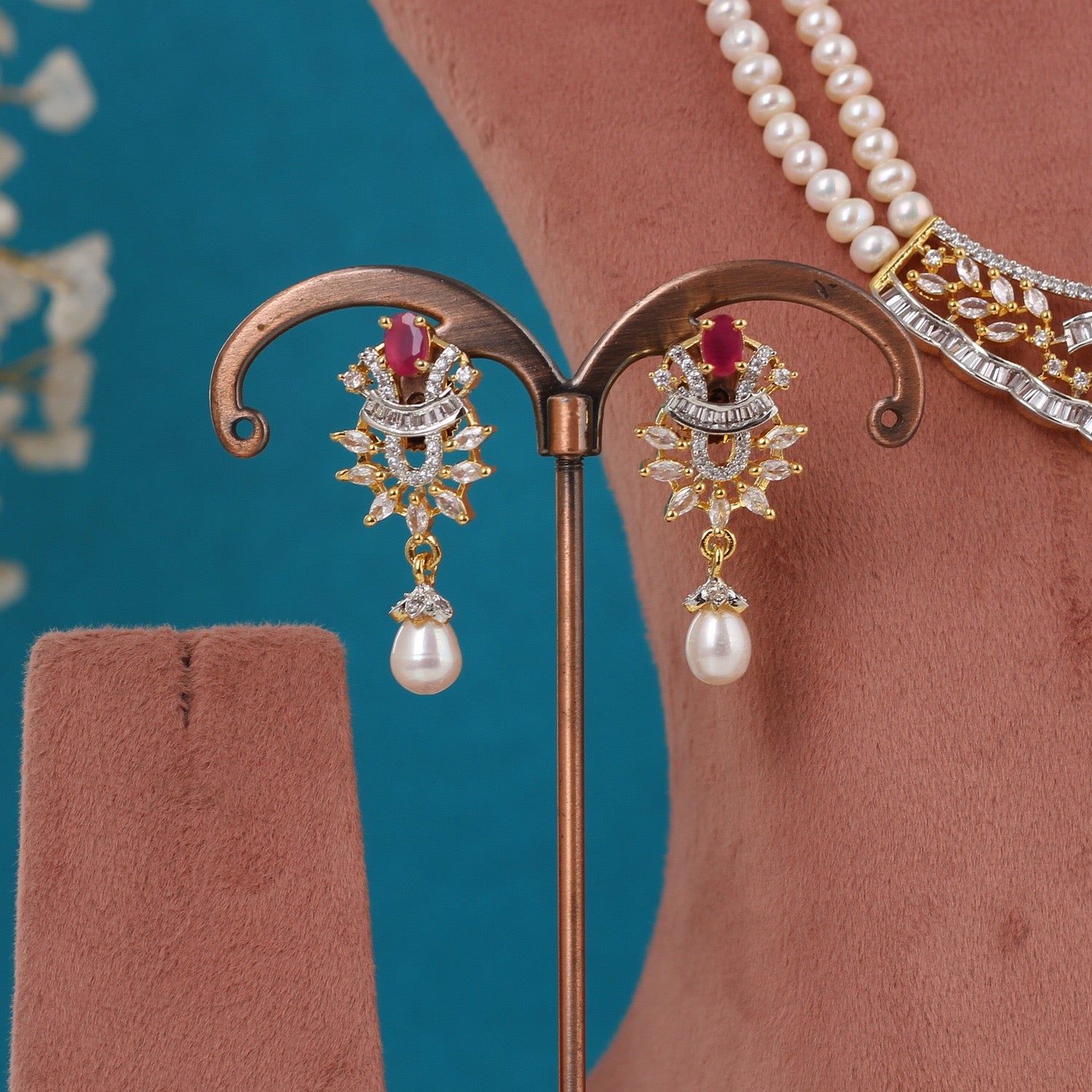 Real Pearls Double Line Set For Women,With Certificate(D.No ADPRLS3296)