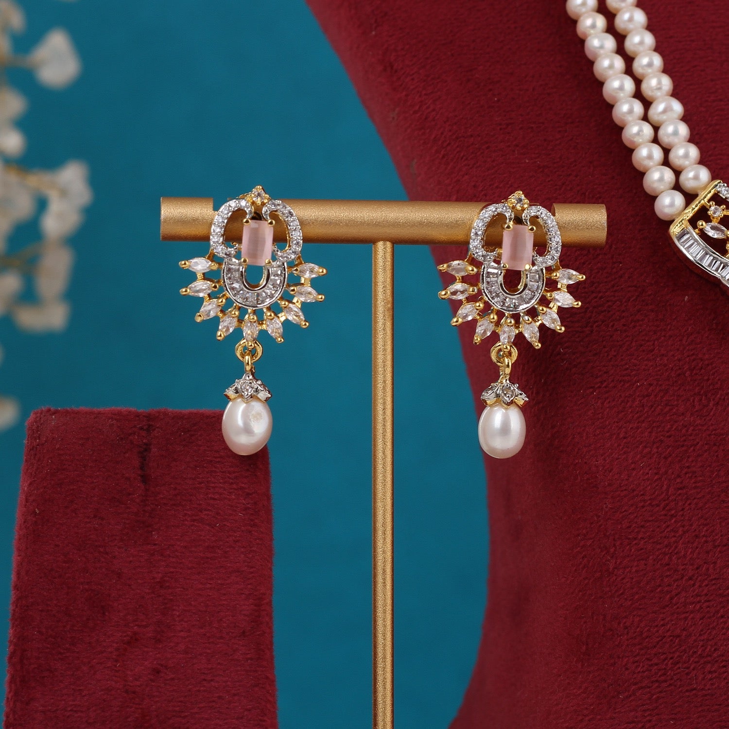 Real Pearls Double Line Set For Women,With Certificate(D.No ADPRLS3297)