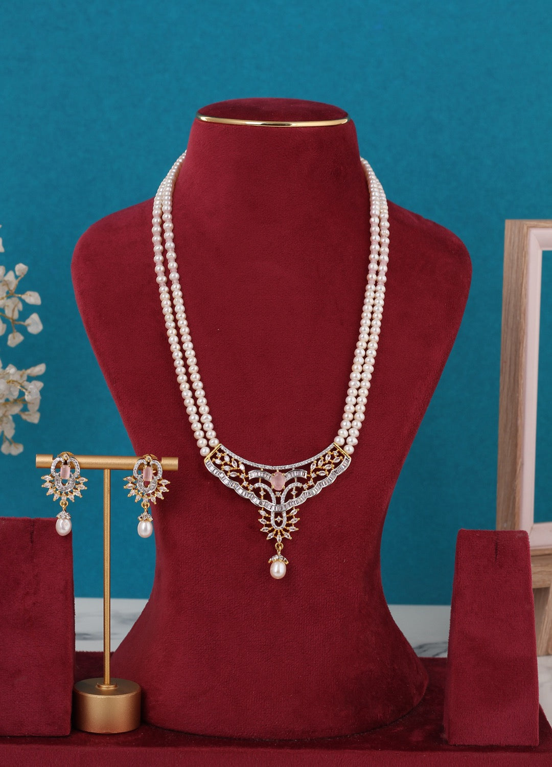 Real Pearls Double Line Set For Women,With Certificate(D.No ADPRLS3297)