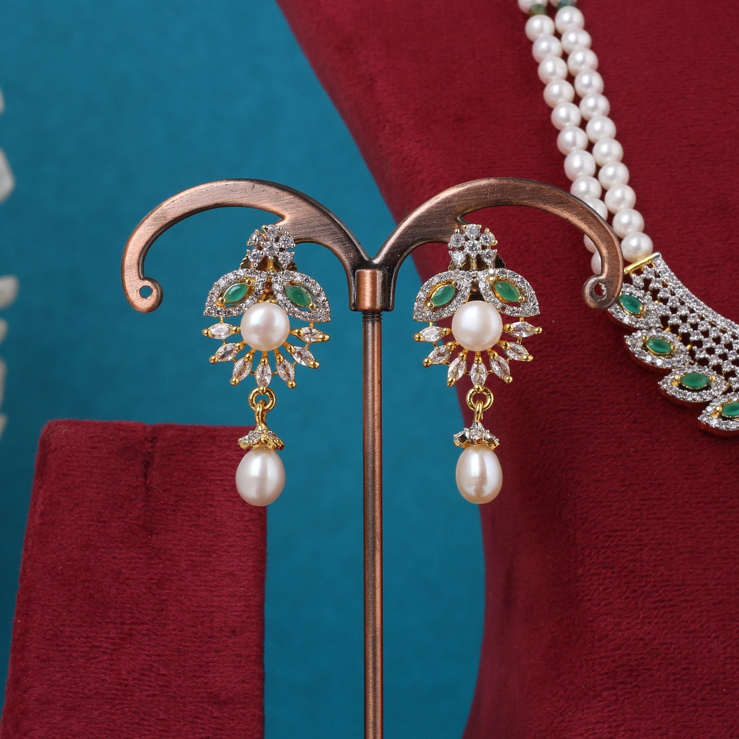 Real Pearls Double Line Set For Women,With Certificate(D.No ADPRLS3298)