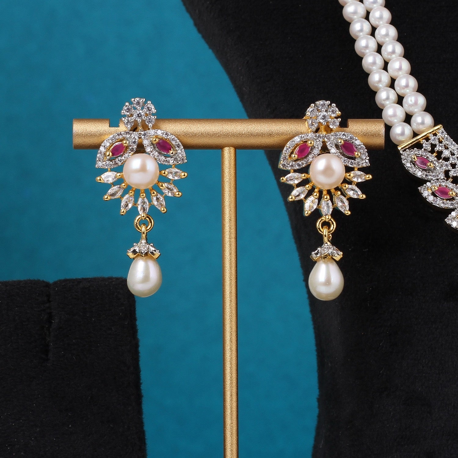 Real Pearls Double Line Set For Women,With Certificate(D.No ADPRLS3299)