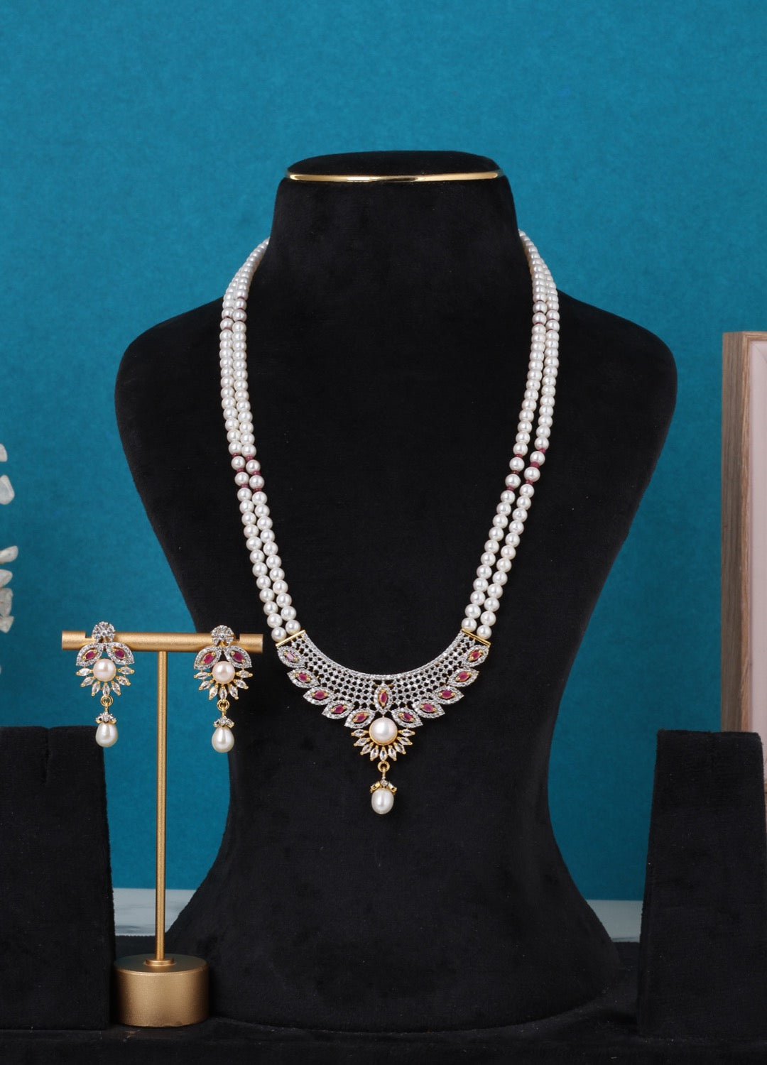 Real Pearls Double Line Set For Women,With Certificate(D.No ADPRLS3299)