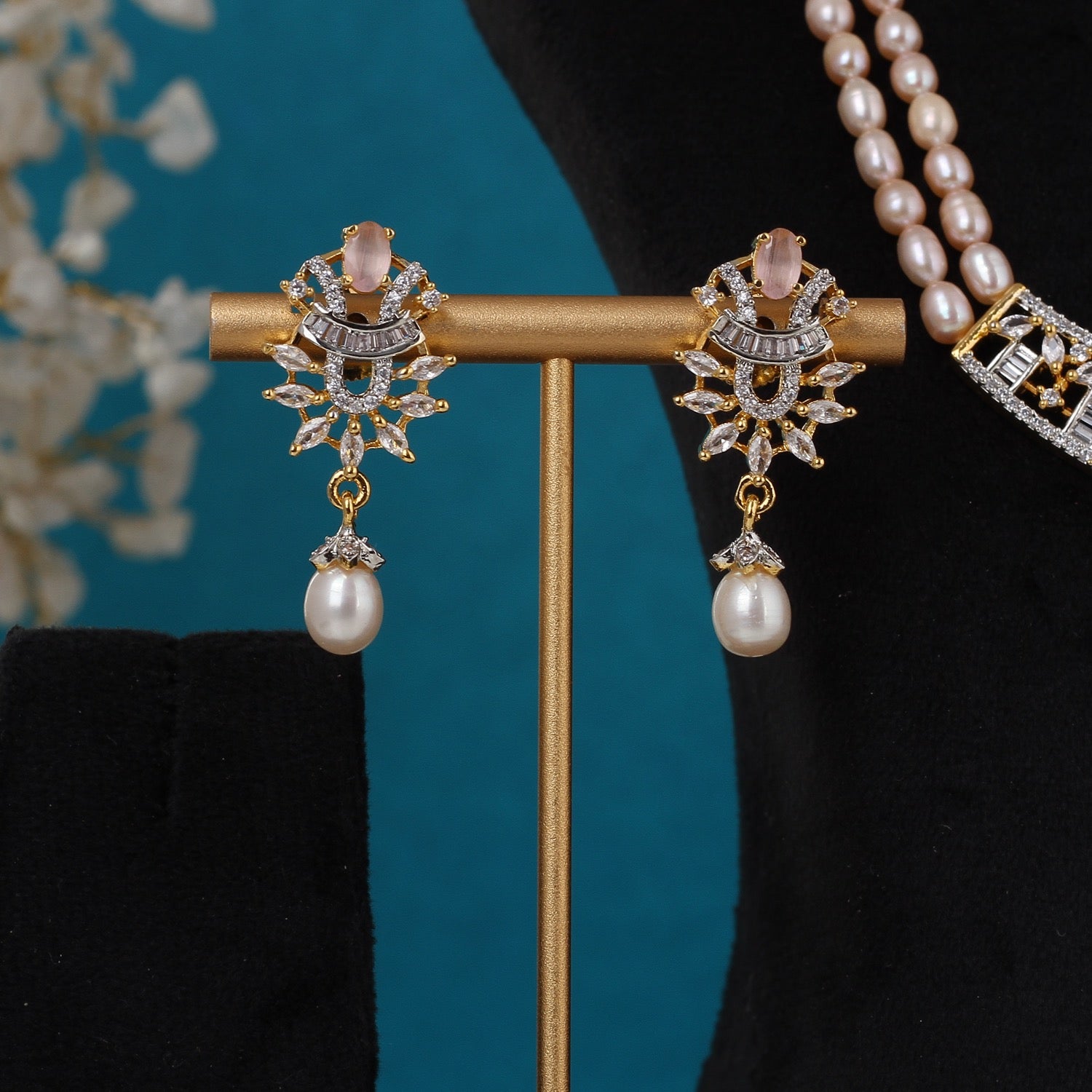 Real Pearls Double Line Set For Women,With Certificate(D.No ADPRLS3301)