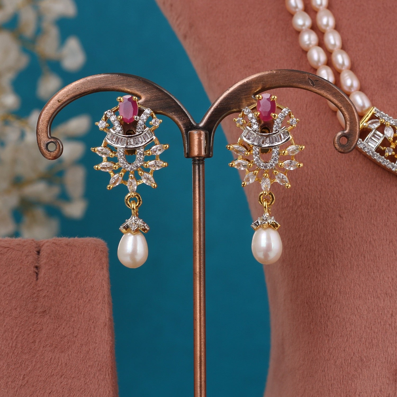 Real Pearls Double Line Set For Women,With Certificate(D.No ADPRLS3302)