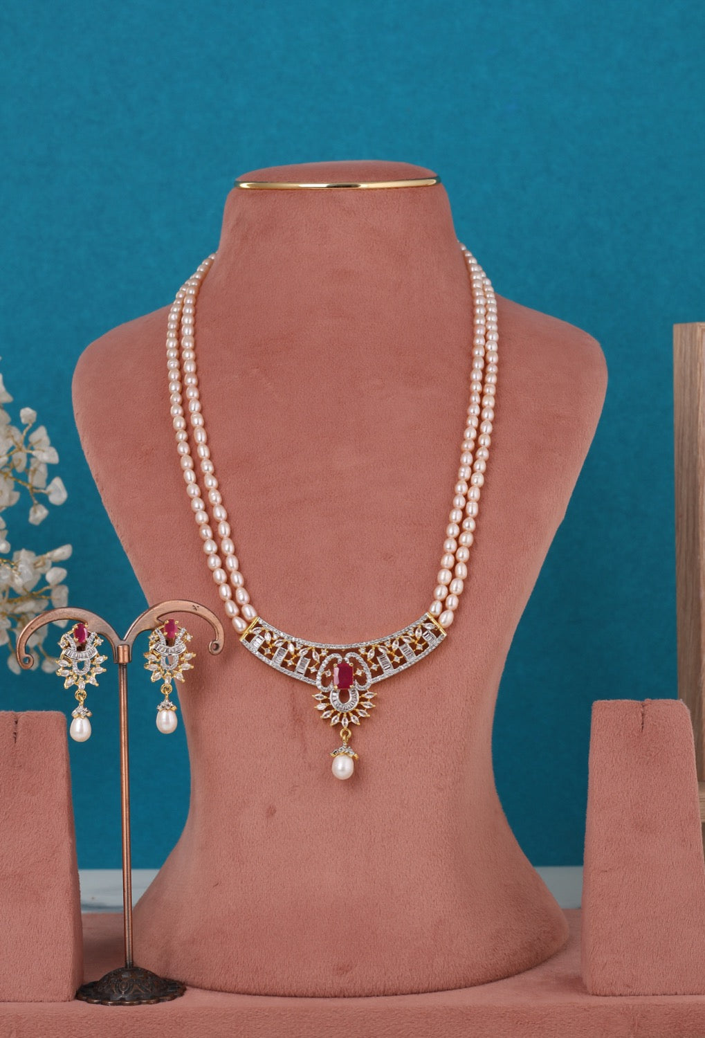 Real Pearls Double Line Set For Women,With Certificate(D.No ADPRLS3302)