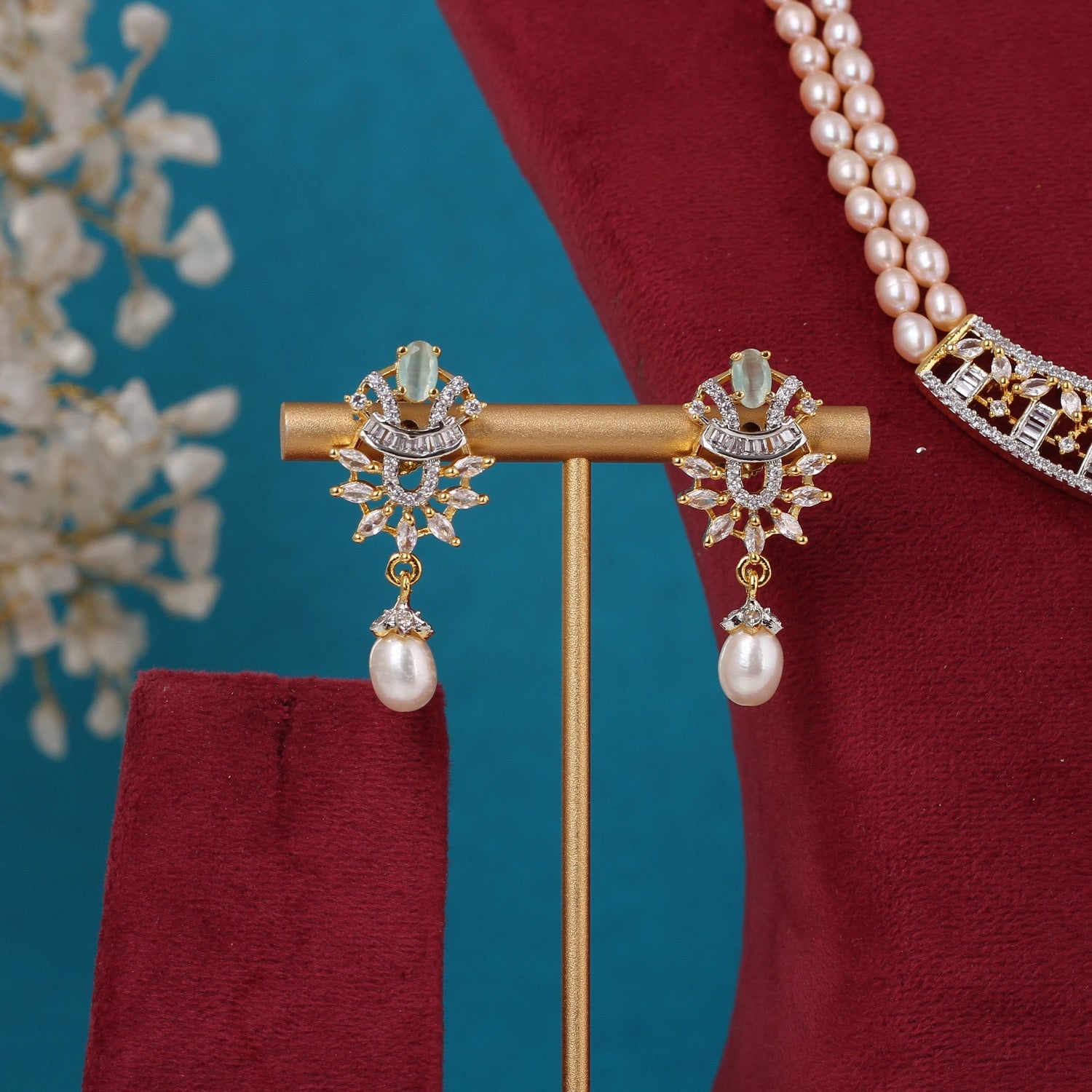 Real Pearls Double Line Set For Women,With Certificate(D.No ADPRLS3303)