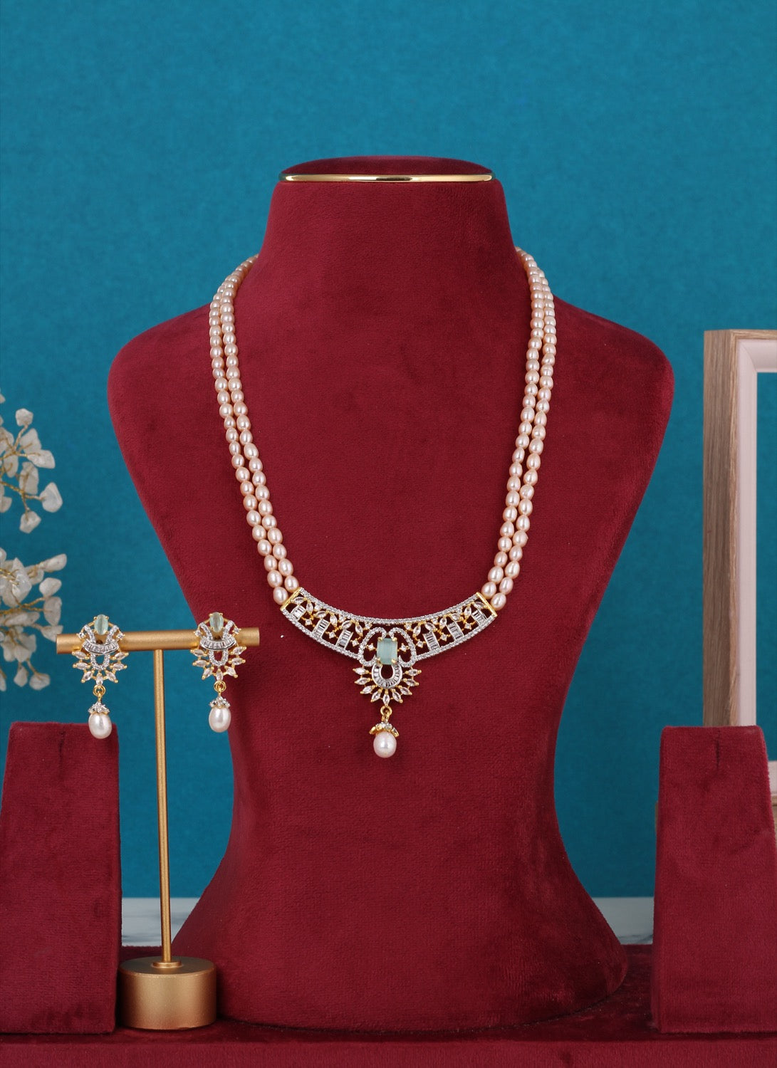 Real Pearls Double Line Set For Women,With Certificate(D.No ADPRLS3303)
