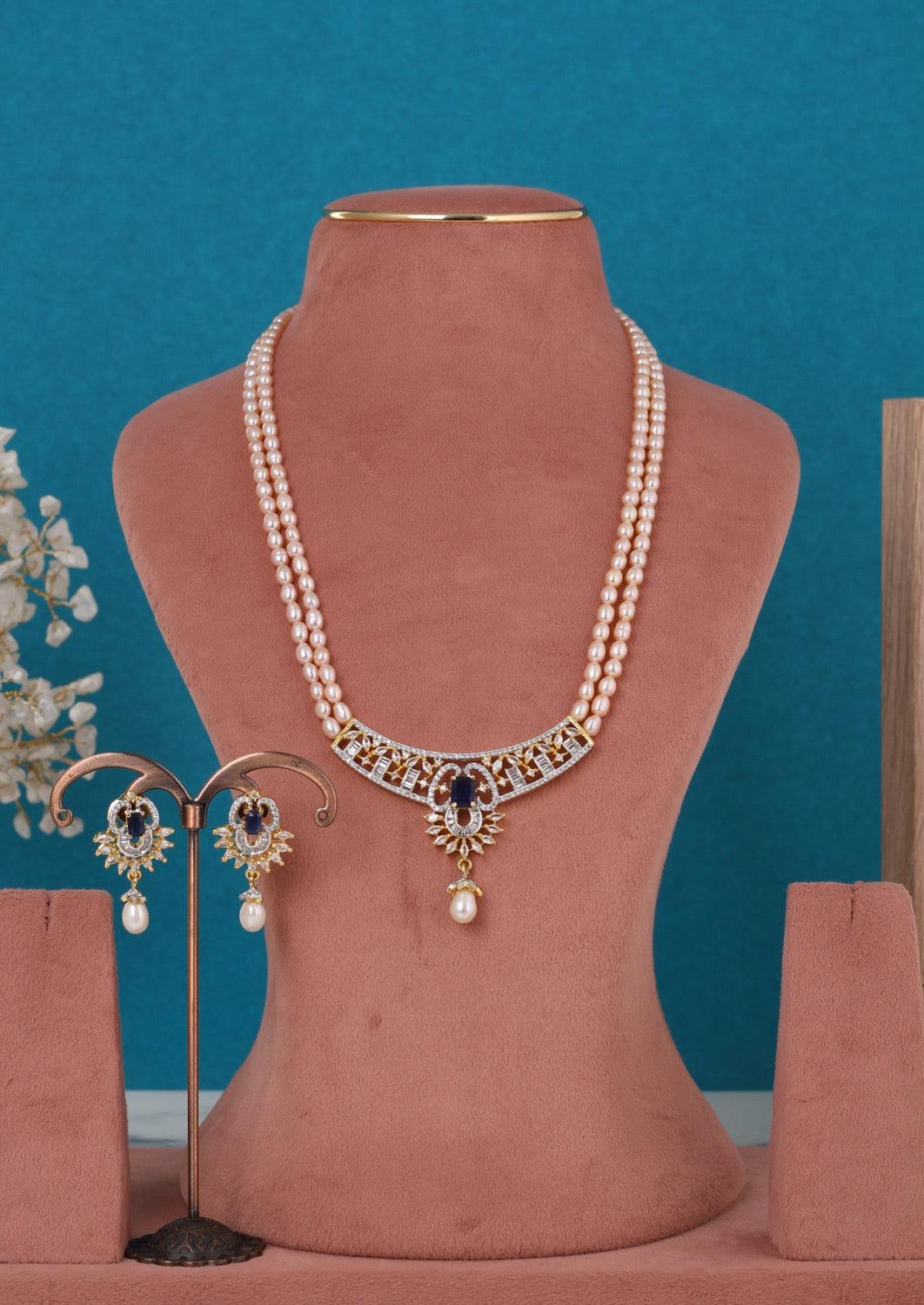 Real Pearls Double Line Set For Women,With Certificate(D.No ADPRLS3304)