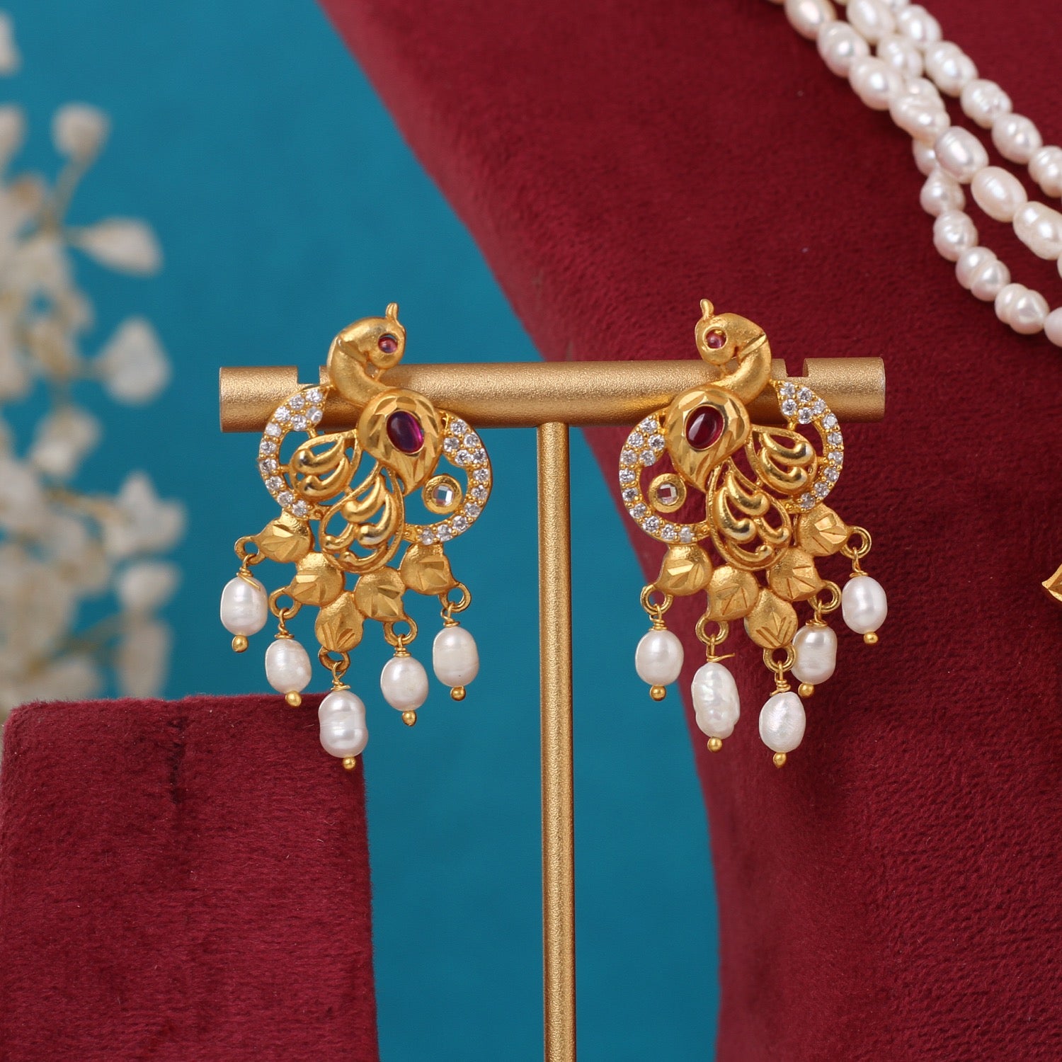 Real Pearls Multiple Lines With Pendant Set For Women,With Certificate(D.No ADPRLS3310)