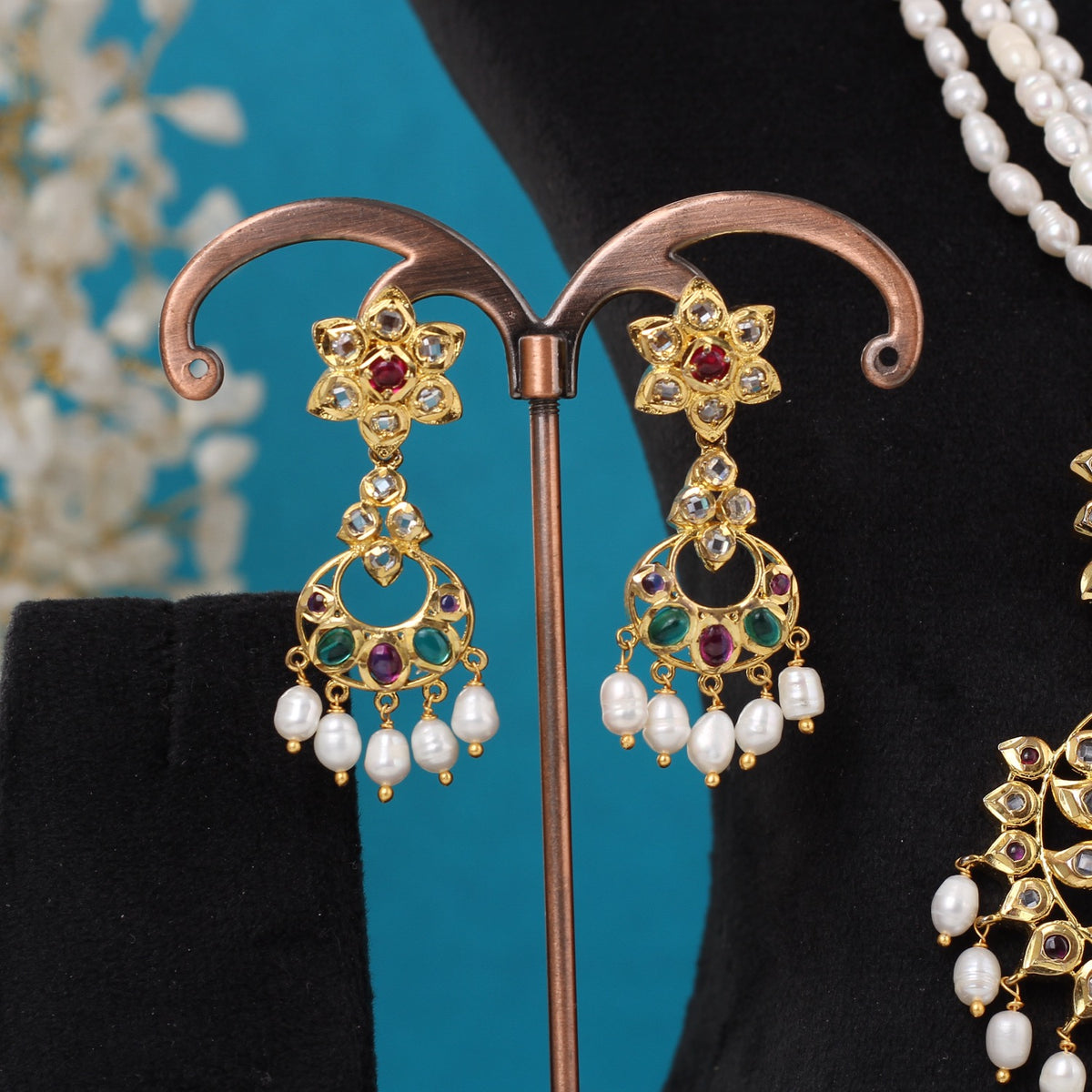 Real Pearls Multiple Lines With Pendant Set For Women,With Certificate(D.No ADPRLS3312)