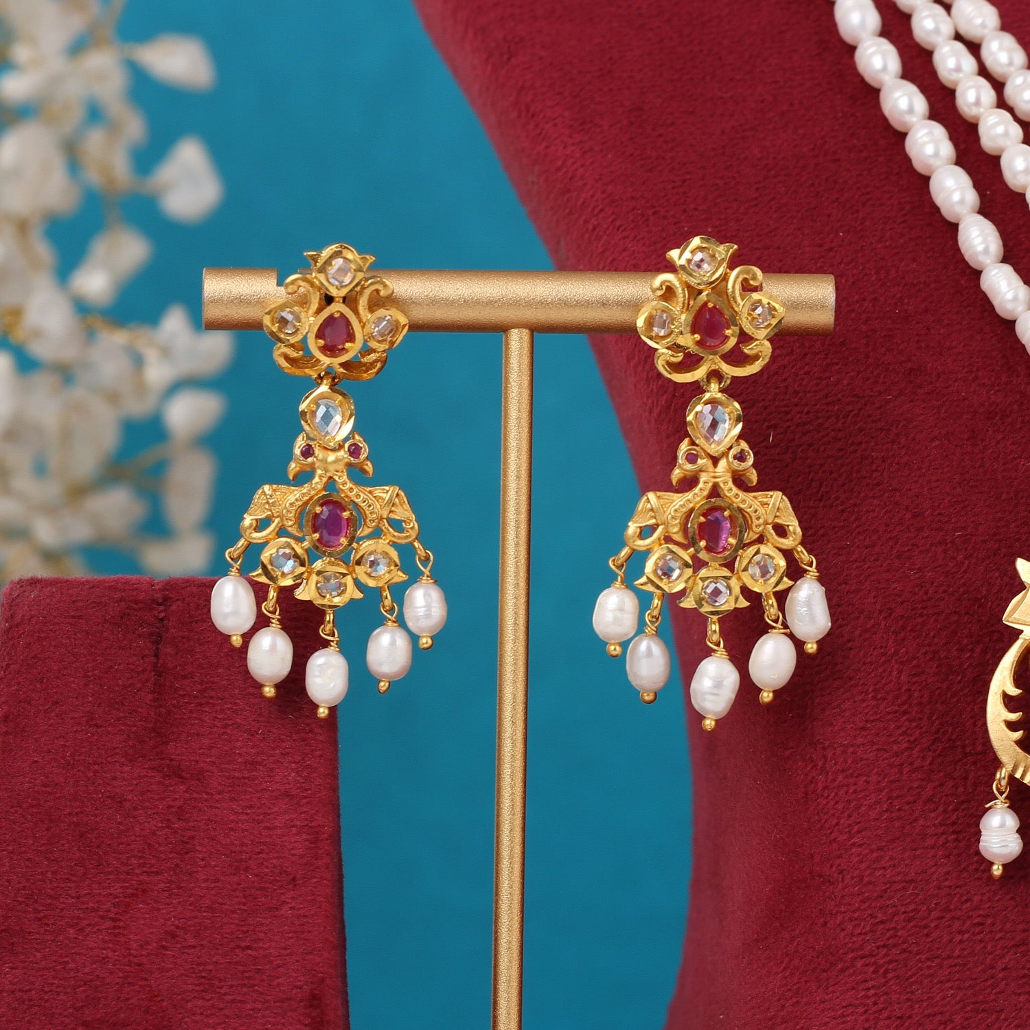 Real Pearls Multiple Lines With Pendant Set For Women,With Certificate(D.No ADPRLS3316)
