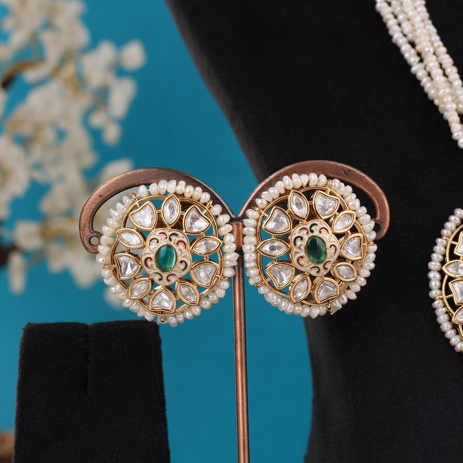 Real Seed Pearls With Kundan Stone Pendant Set For Women,With Certificate(D.No ADPRLS3320)
