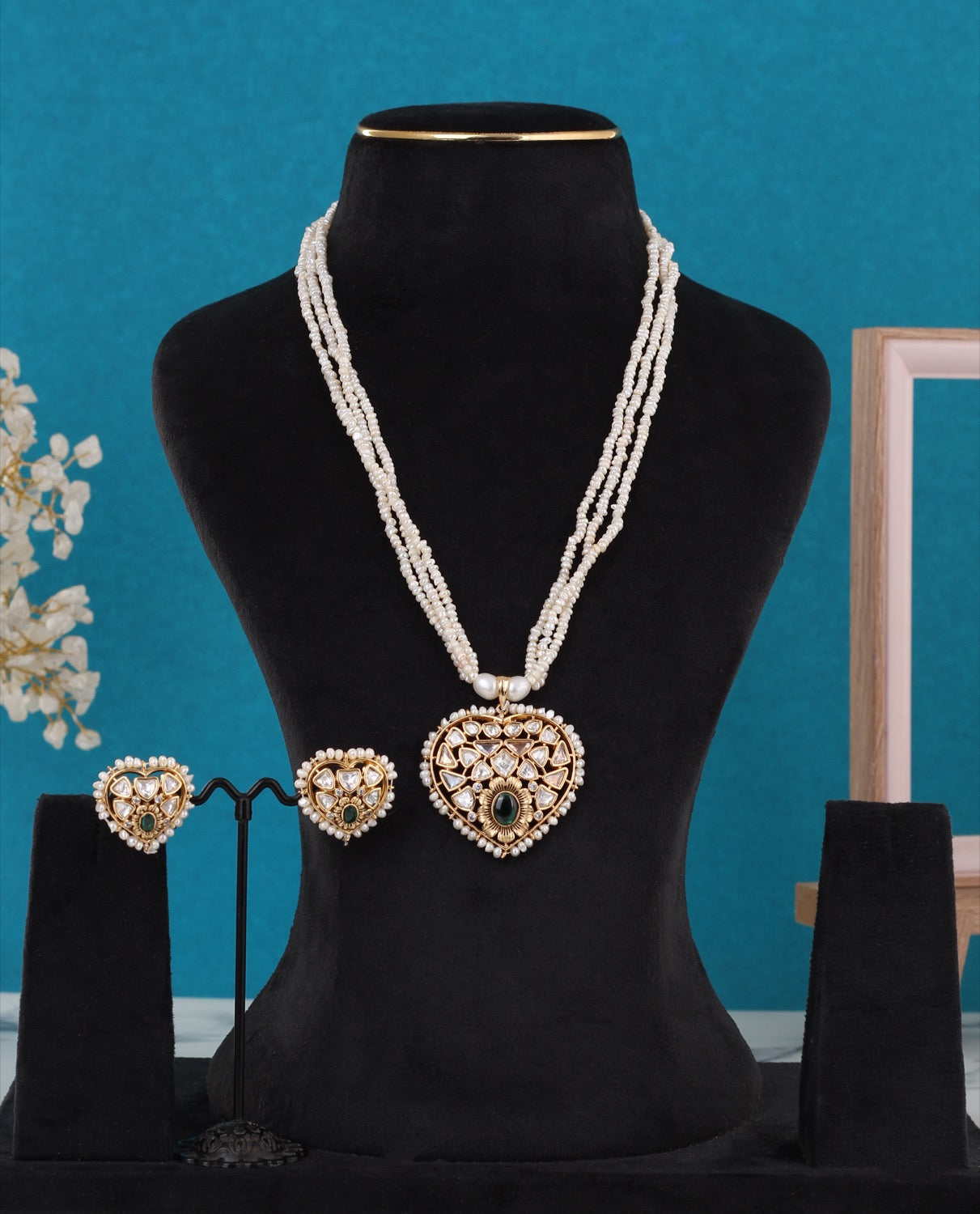 Real Seed Pearls With Kundan Stone Pendant Set For Women,With Certificate(D.No ADPRLS3322)